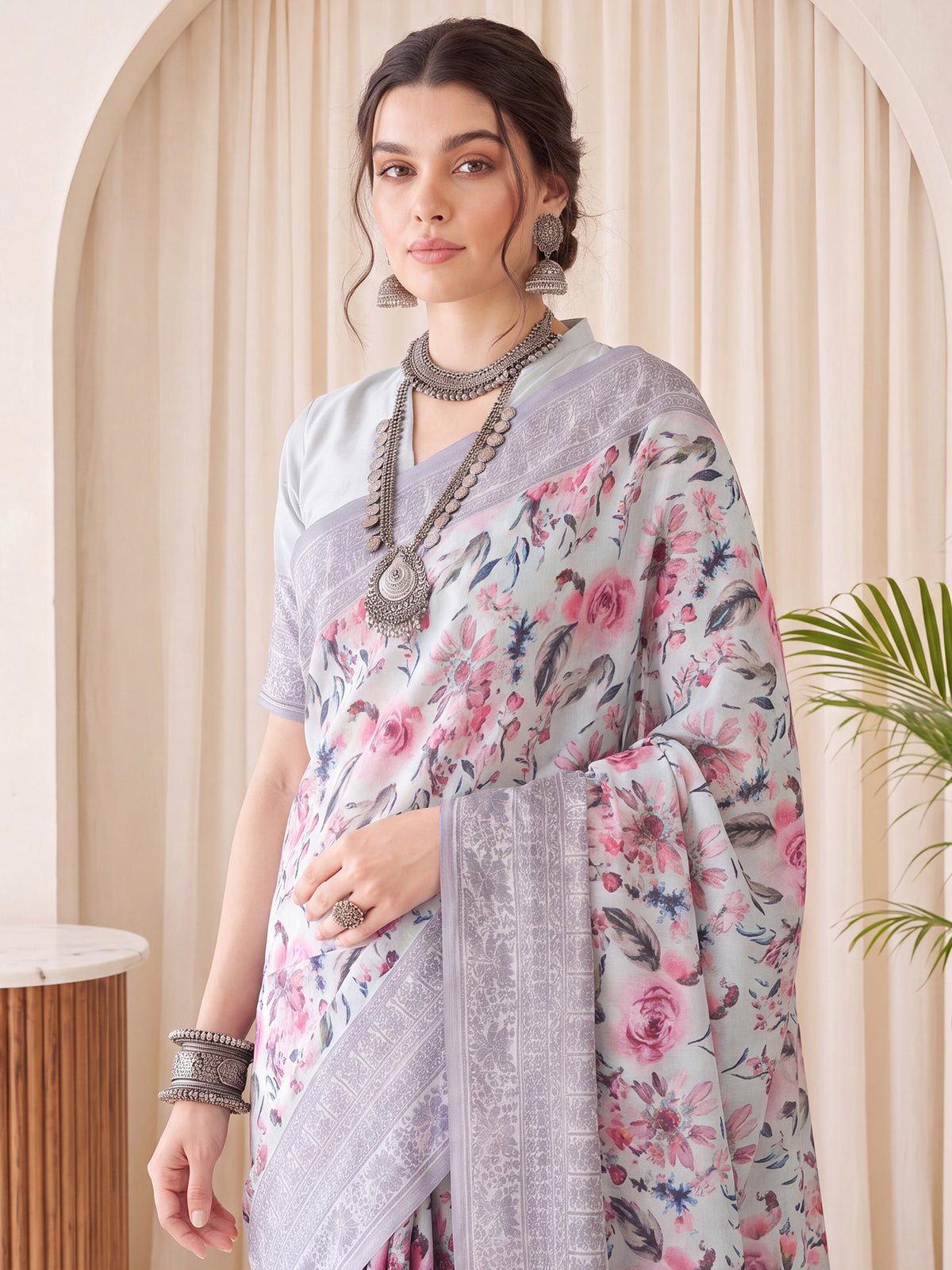 Light Blue Silk Blend saree – detail view 3