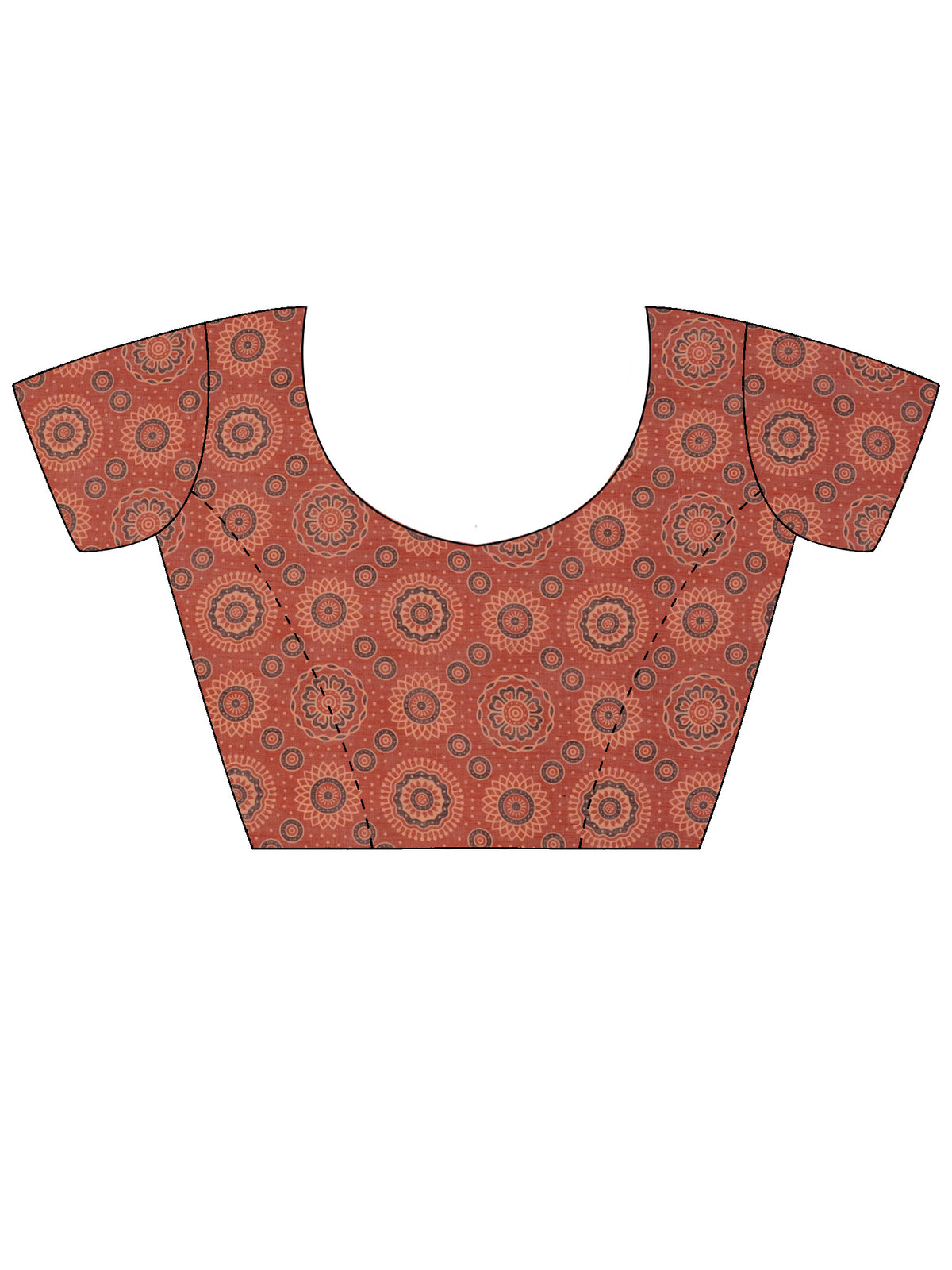 Unstitched maroon cotton linen blouse piece with bagh design