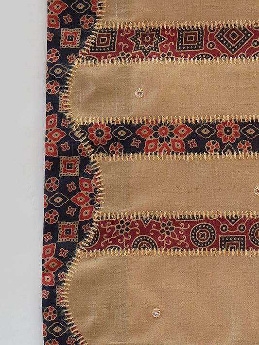 Light Brown silk blend saree view 1