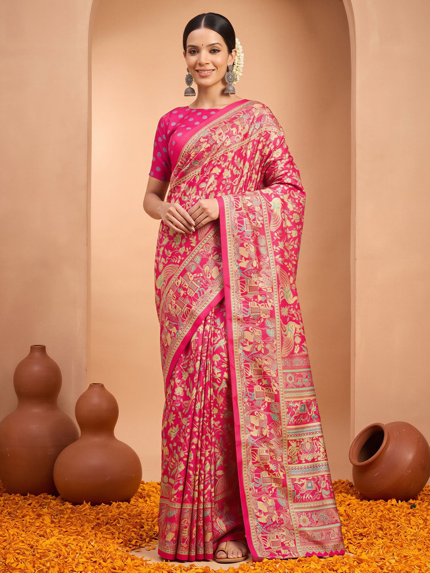 Pink Silk Blend saree – detail view 3