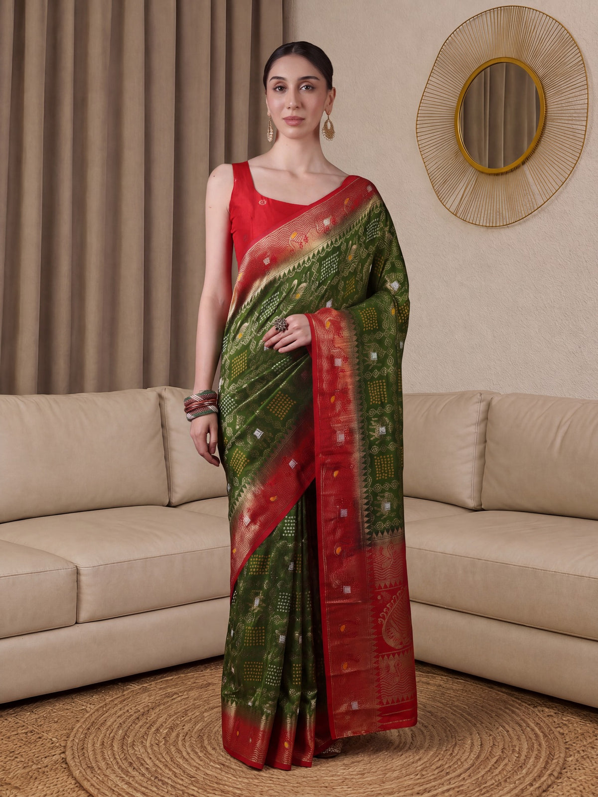 Light Green Dola Silk saree – detail view 1
