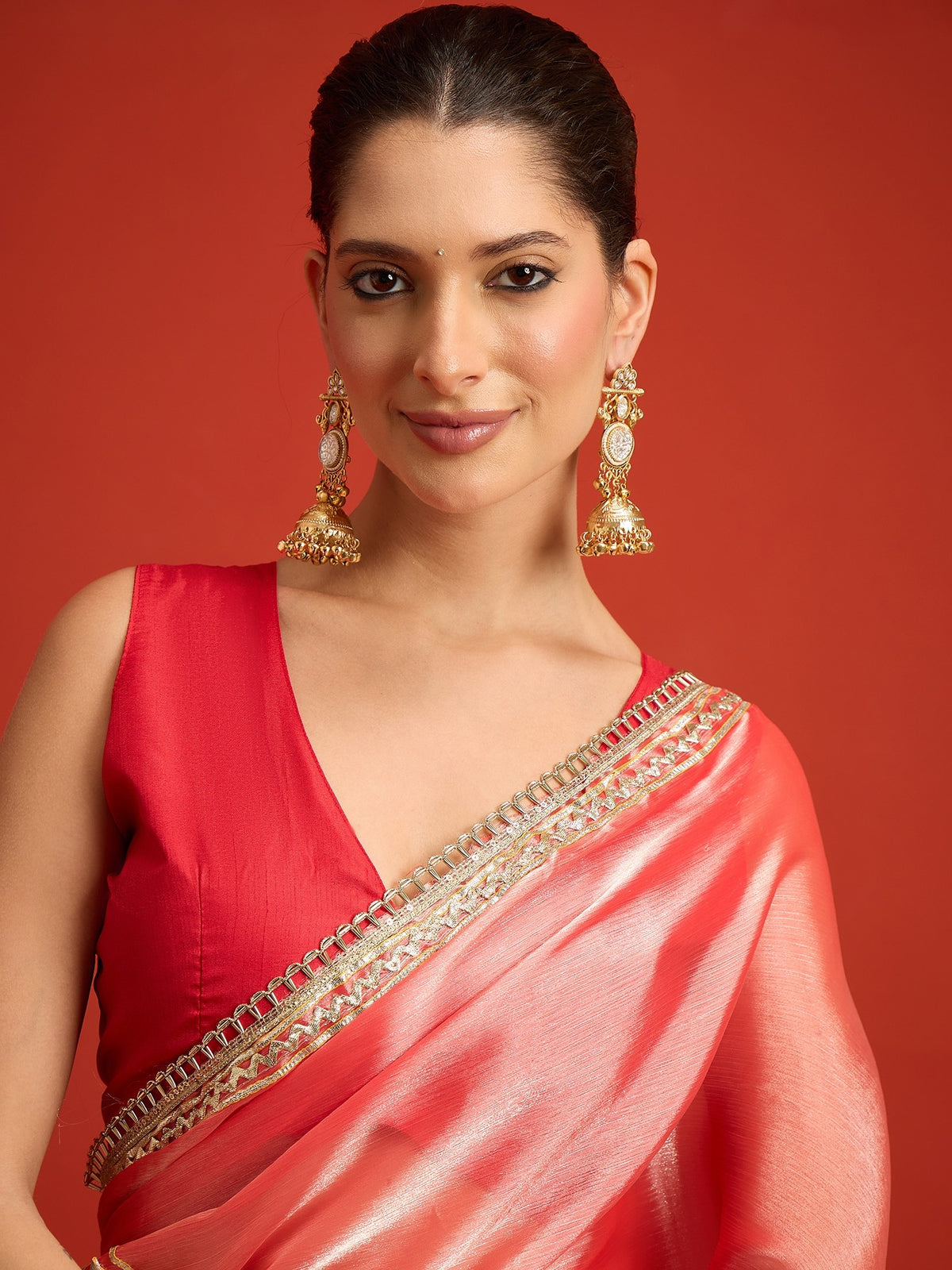 Peach Paper Silk saree – detail view 3