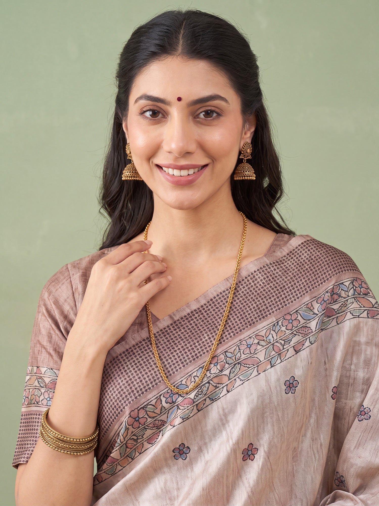 Beige Manipuri Silk saree – detail view 4