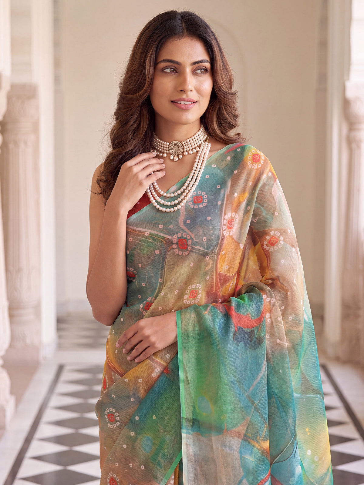 Multicolored Cotton Silk saree – detail view 4