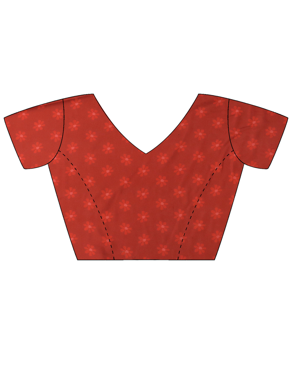 Unstitched orange tussar silk blouse piece with ikat design
