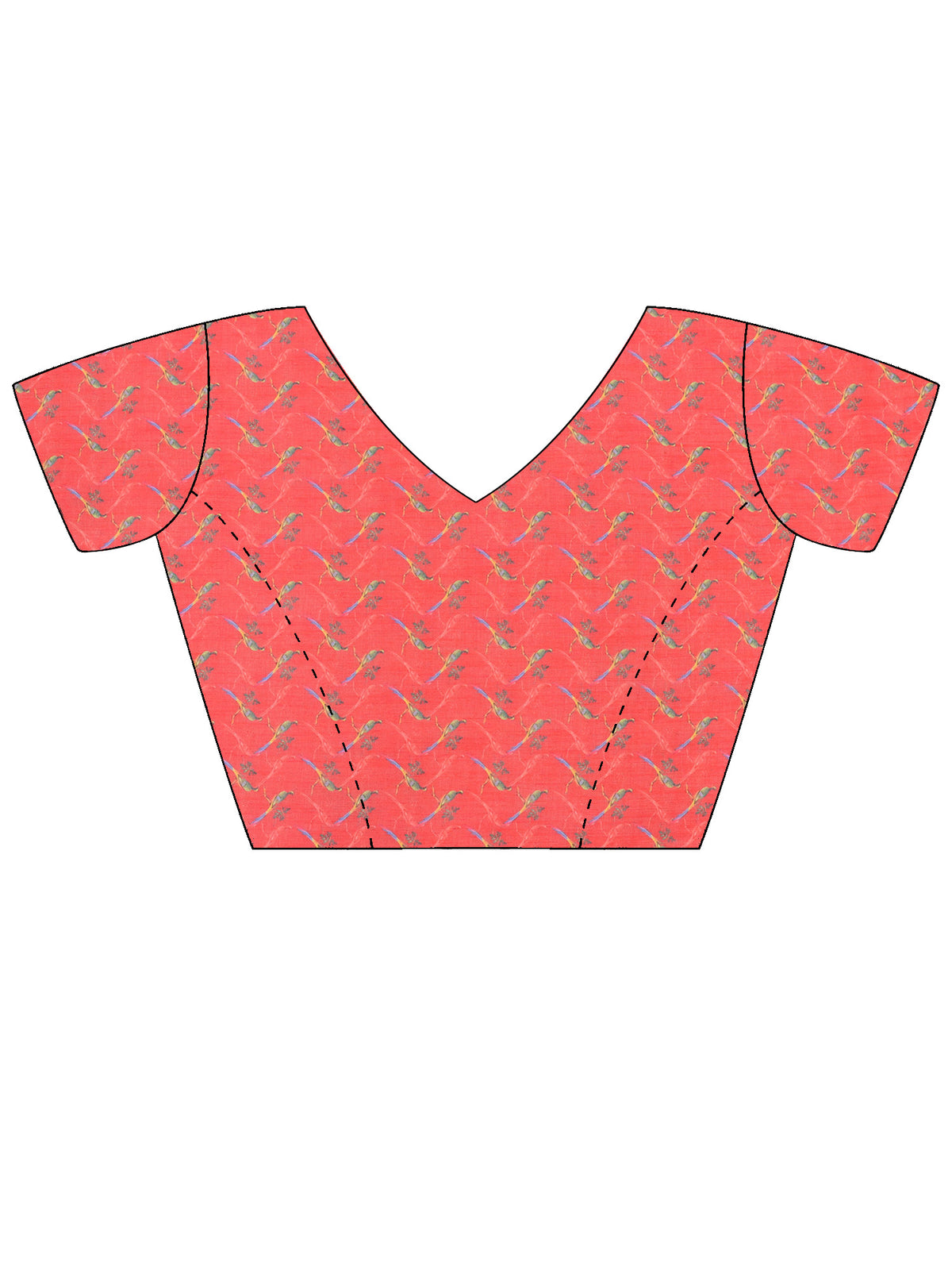 Unstitched orange linen blend blouse piece with ethnic motif design