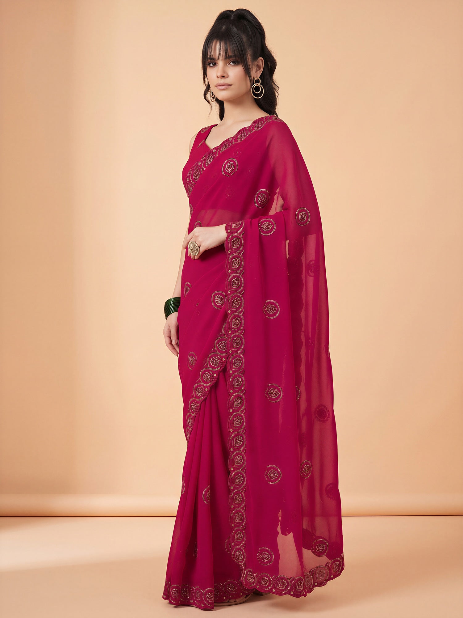 Pink Tissue saree – detail view 2