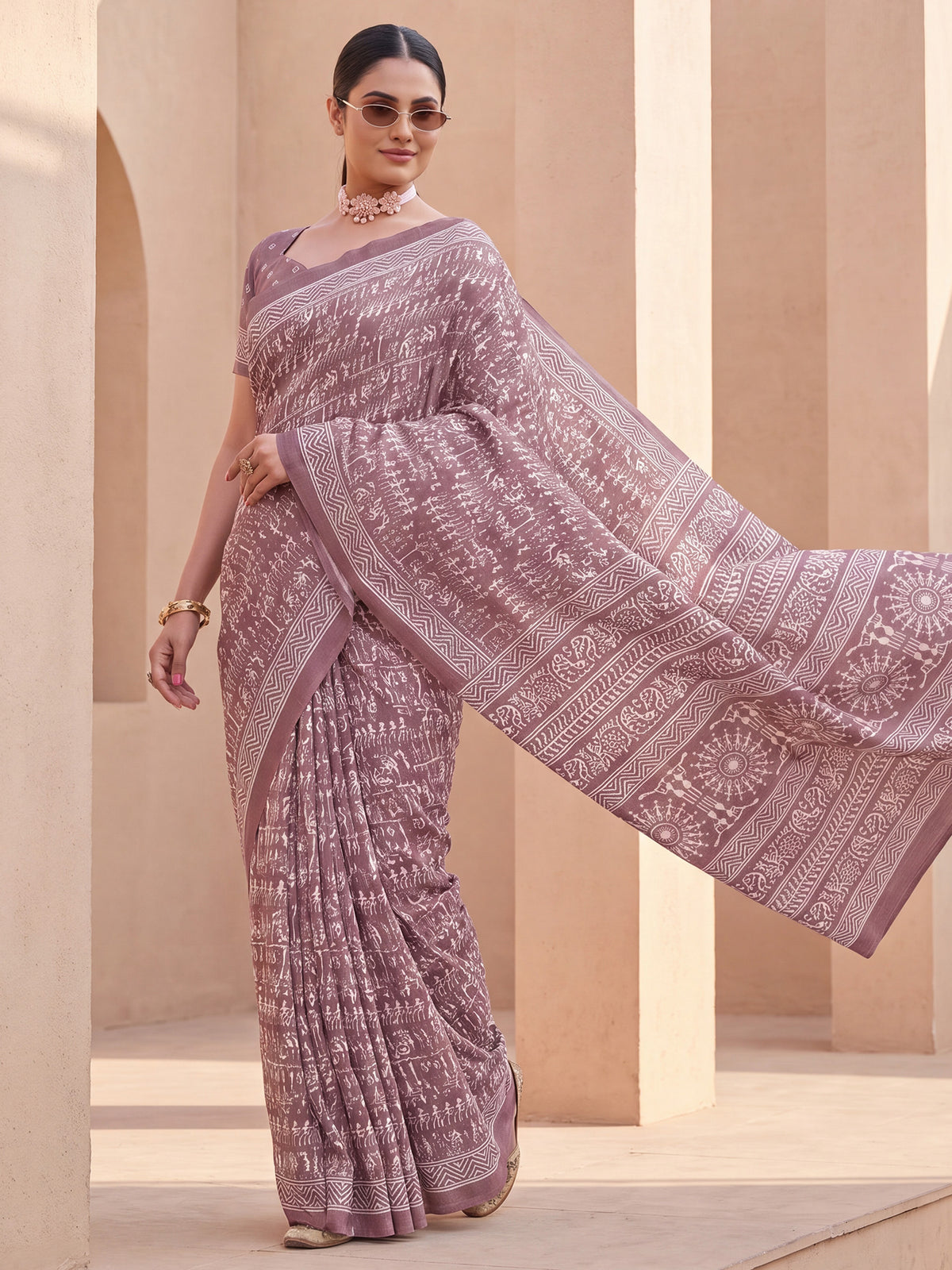 Mauve Dola Silk saree – detail view 3