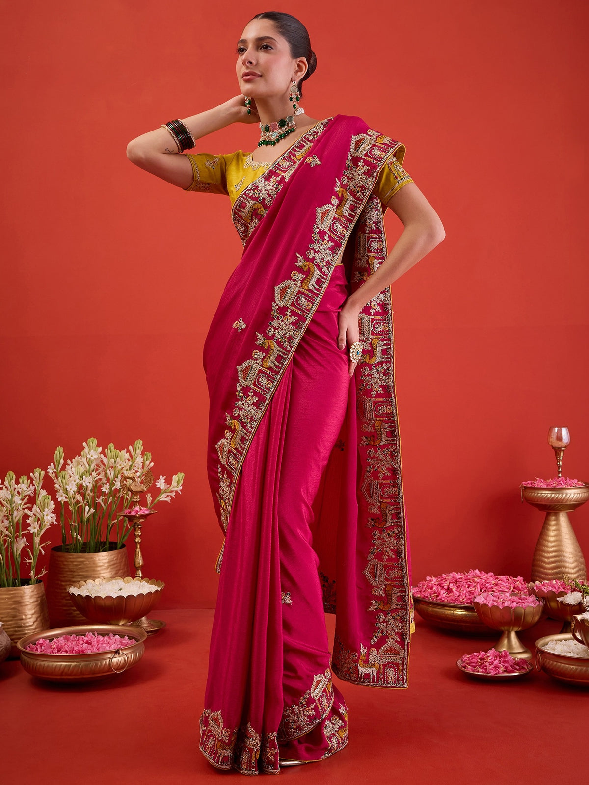 Pink Silk Blend saree – detail view 2