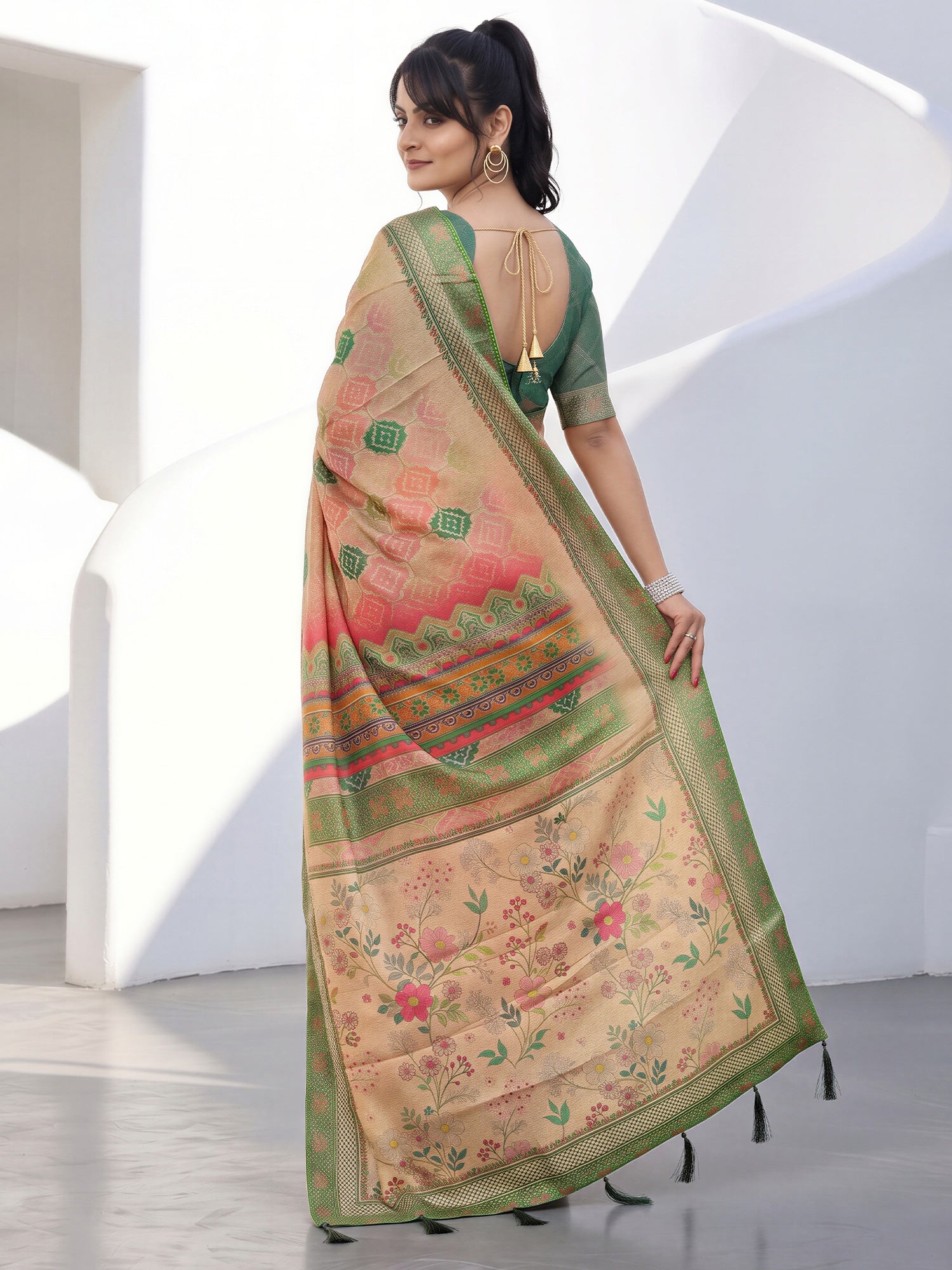 Light Brown Cotton Silk saree – detail view 1