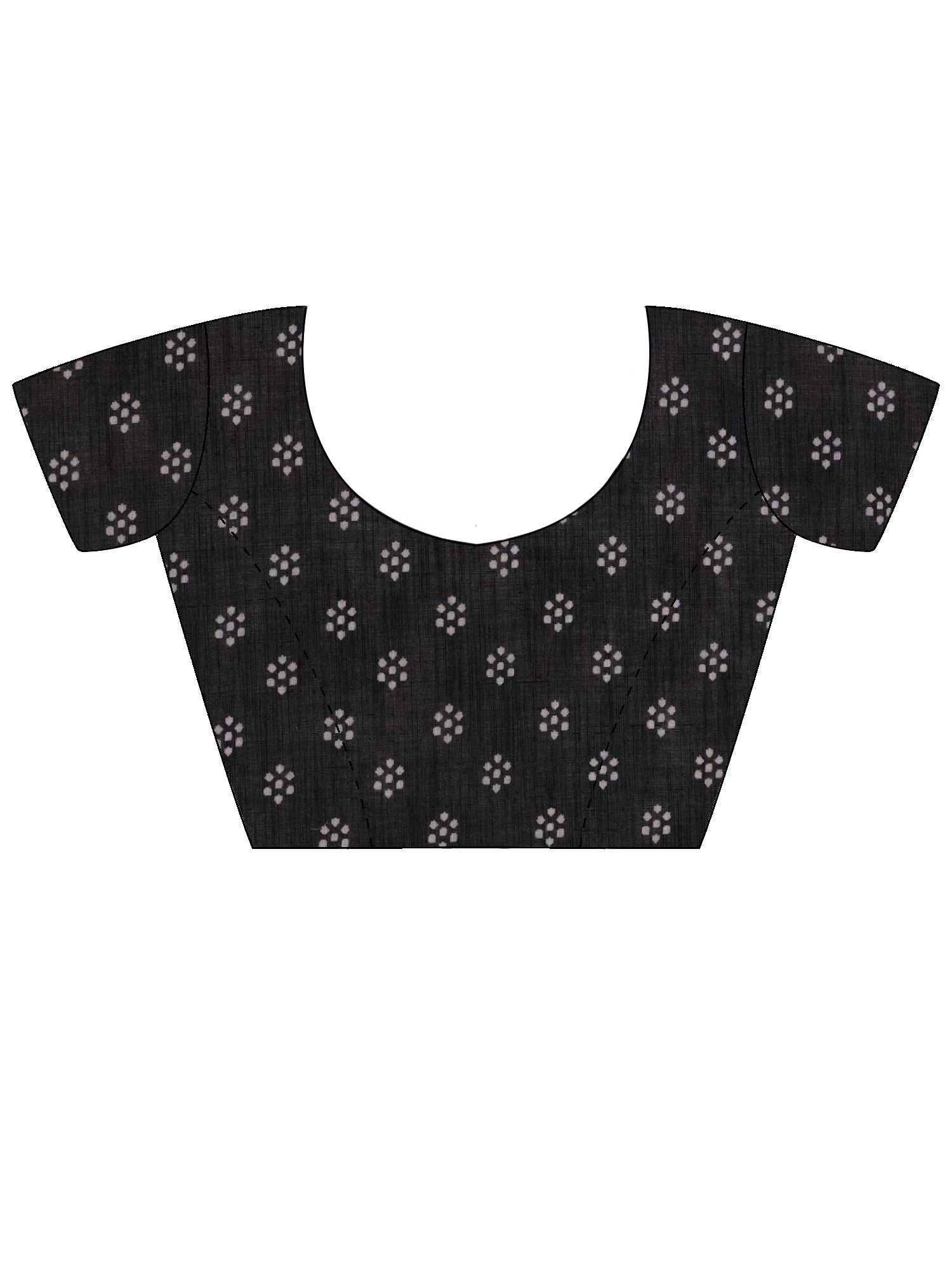 Unstitched black cotton blend blouse piece with bandhani design