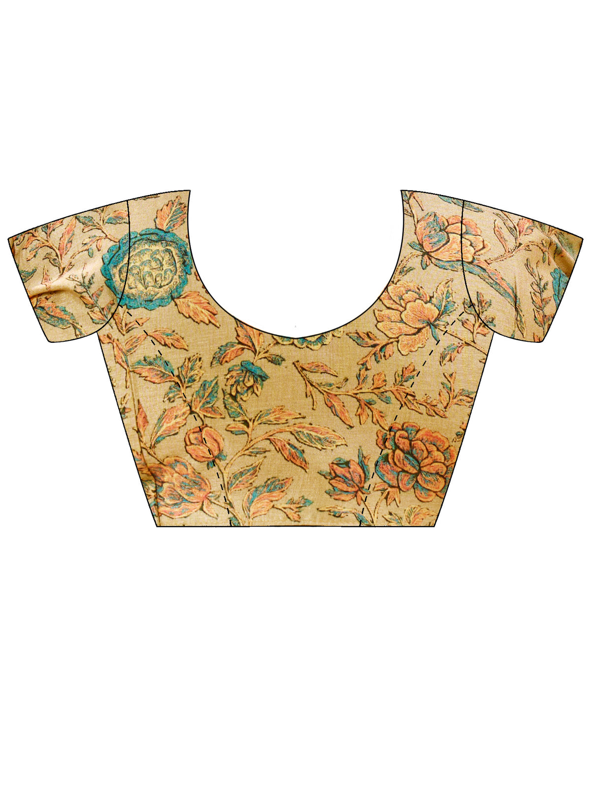 Unstitched black tussar silk blouse piece with floral design