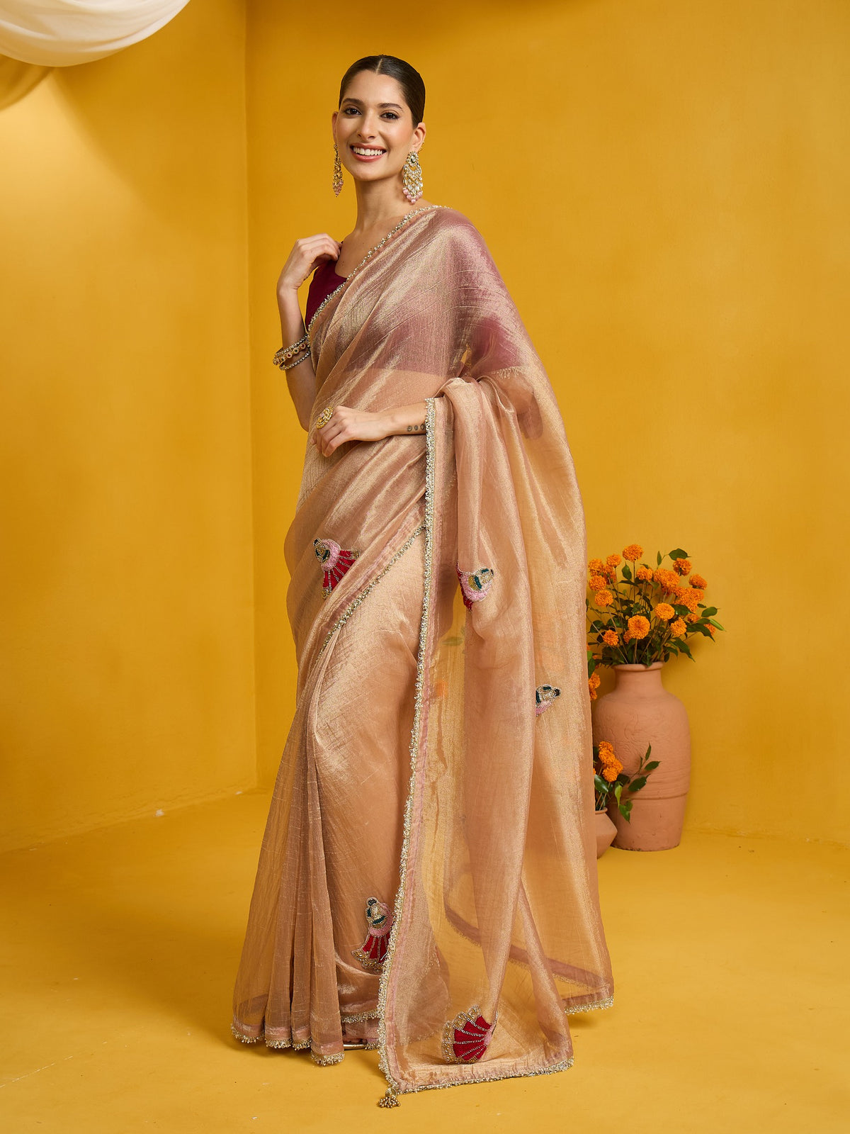 Rose Gold Tissue saree – detail view 1
