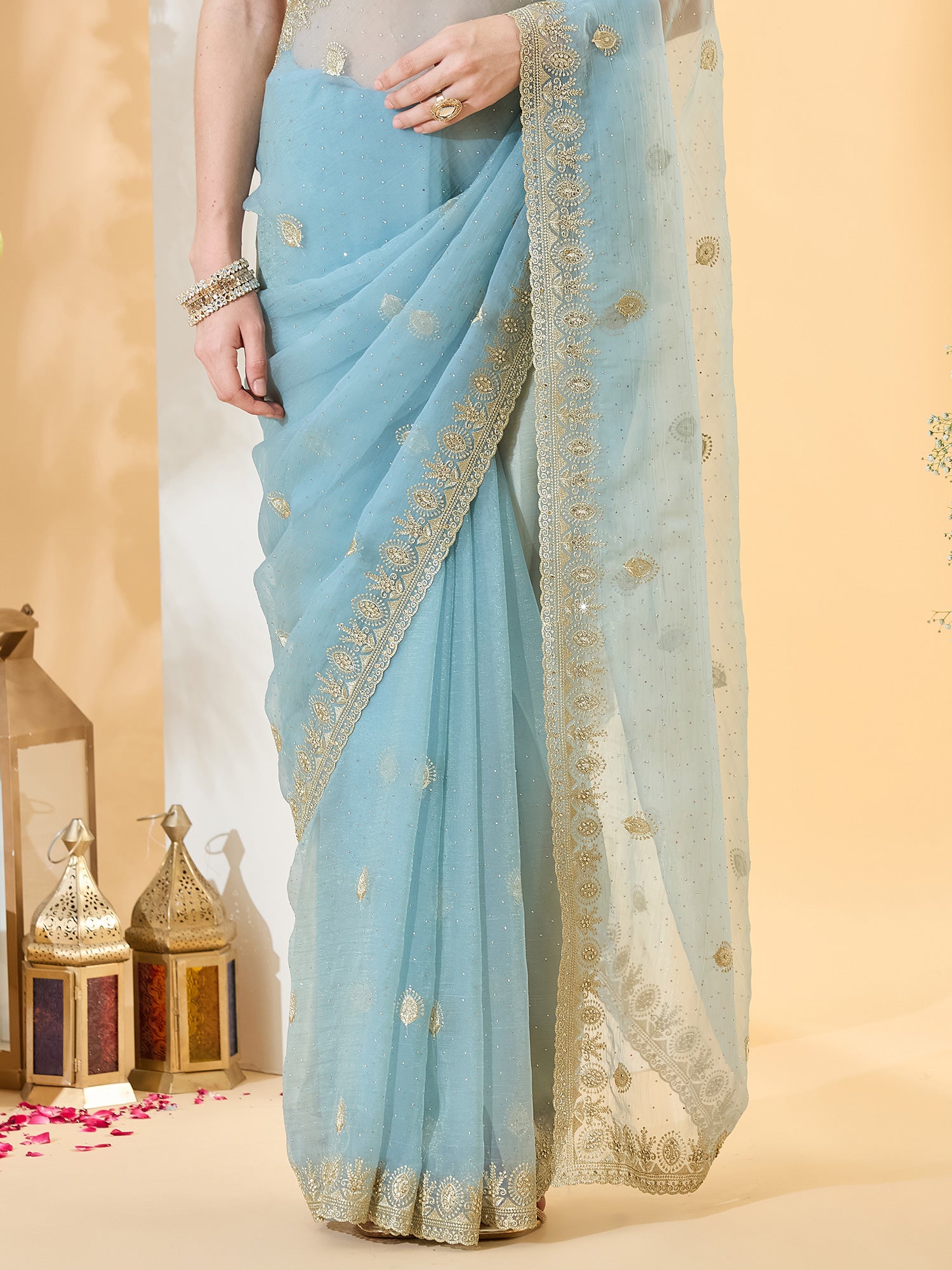 Light Blue Tissue saree – detail view 5