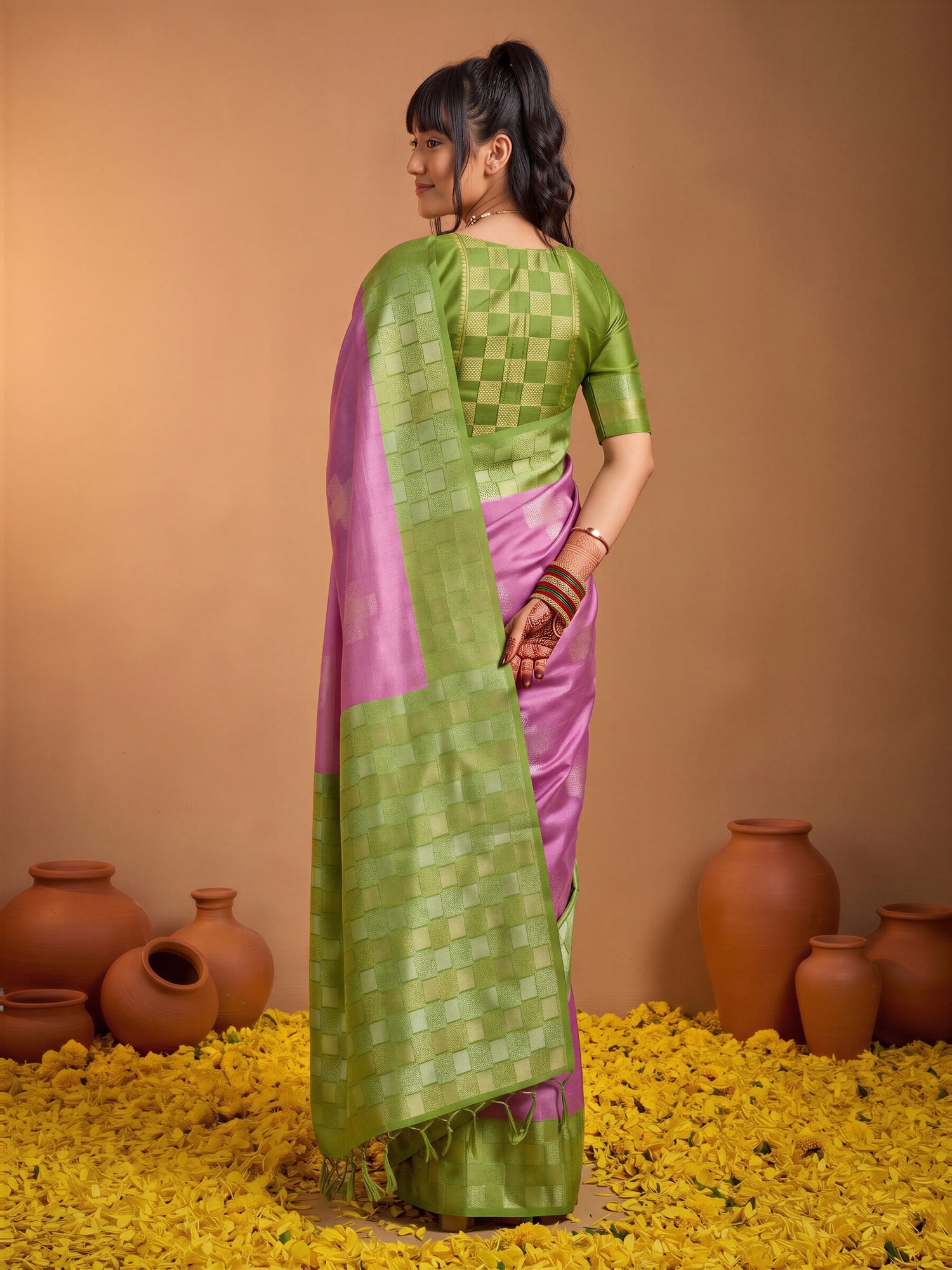 Purple Cotton Blend saree – detail view 1