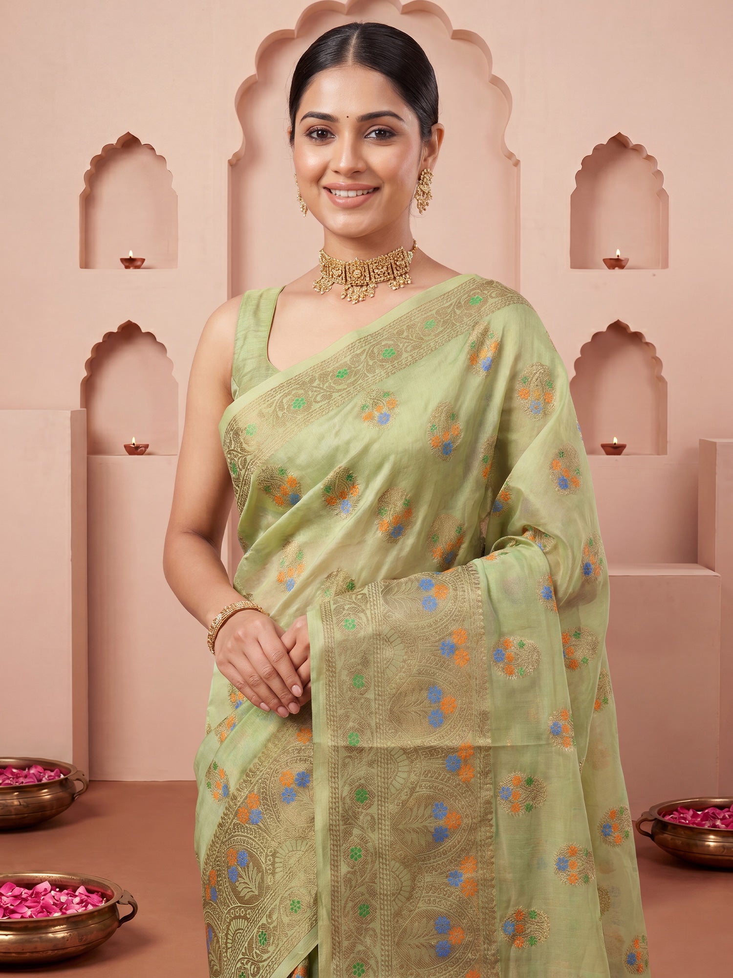 Light Green Silk Blend saree – detail view 4