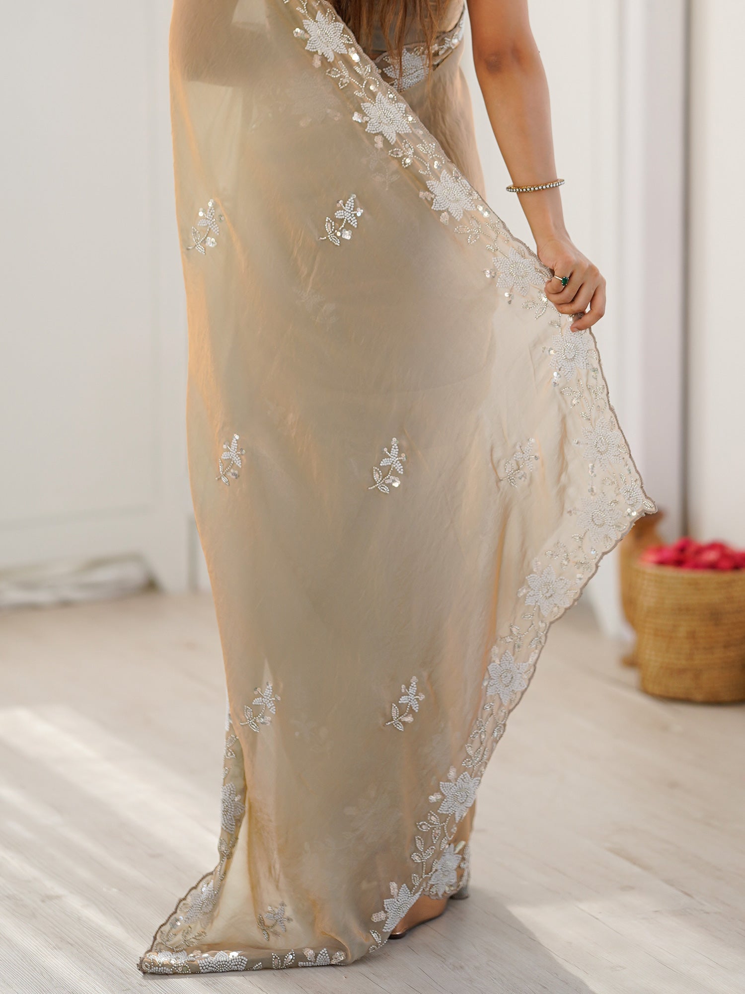 Metallic Satin saree – detail view 5