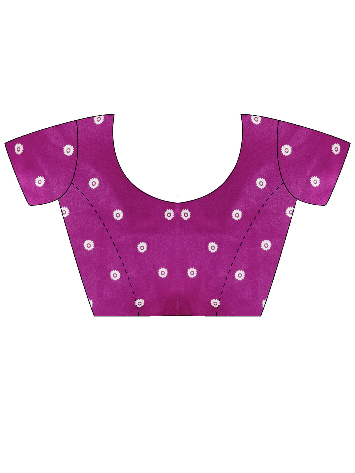 Unstitched purple satin blouse piece with ethnic motif design