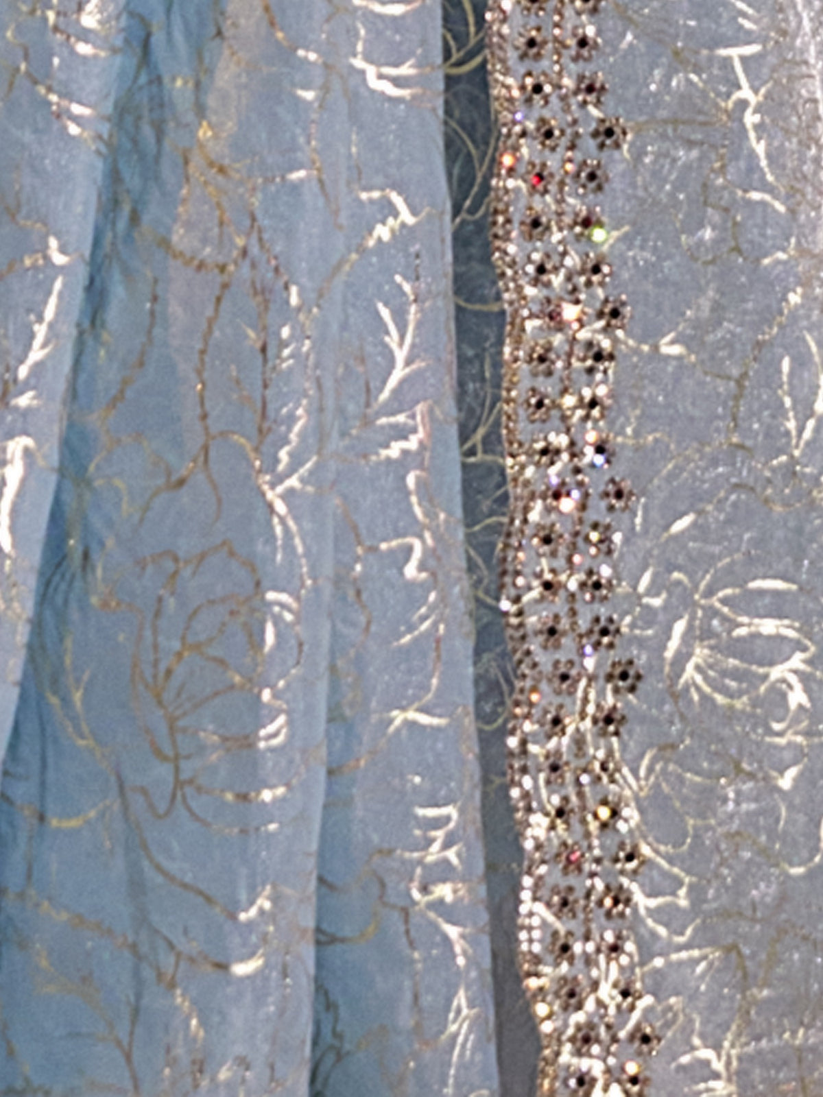 Light Blue satin silk saree view 6