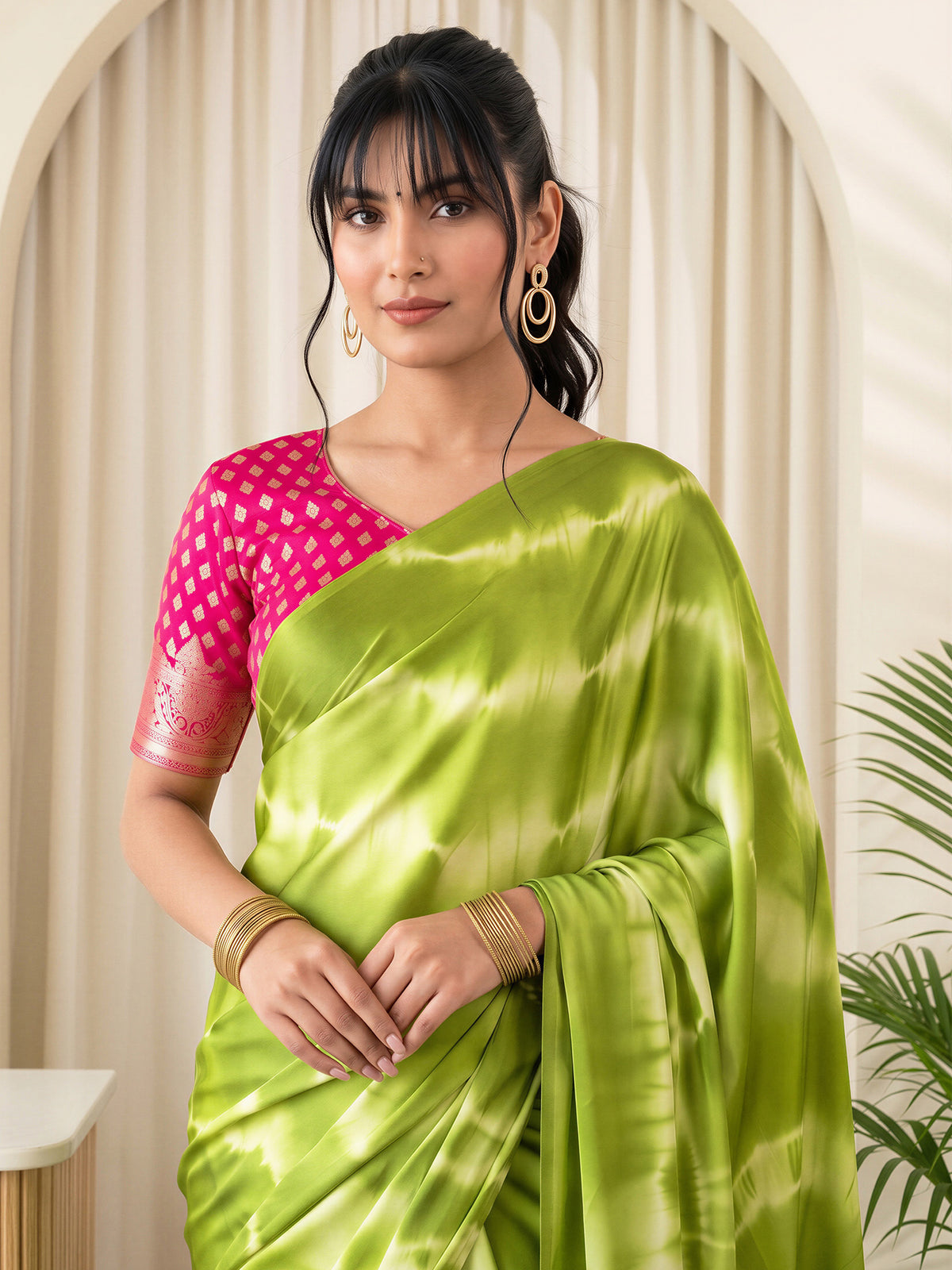 Light Green Satin Silk saree – detail view 4