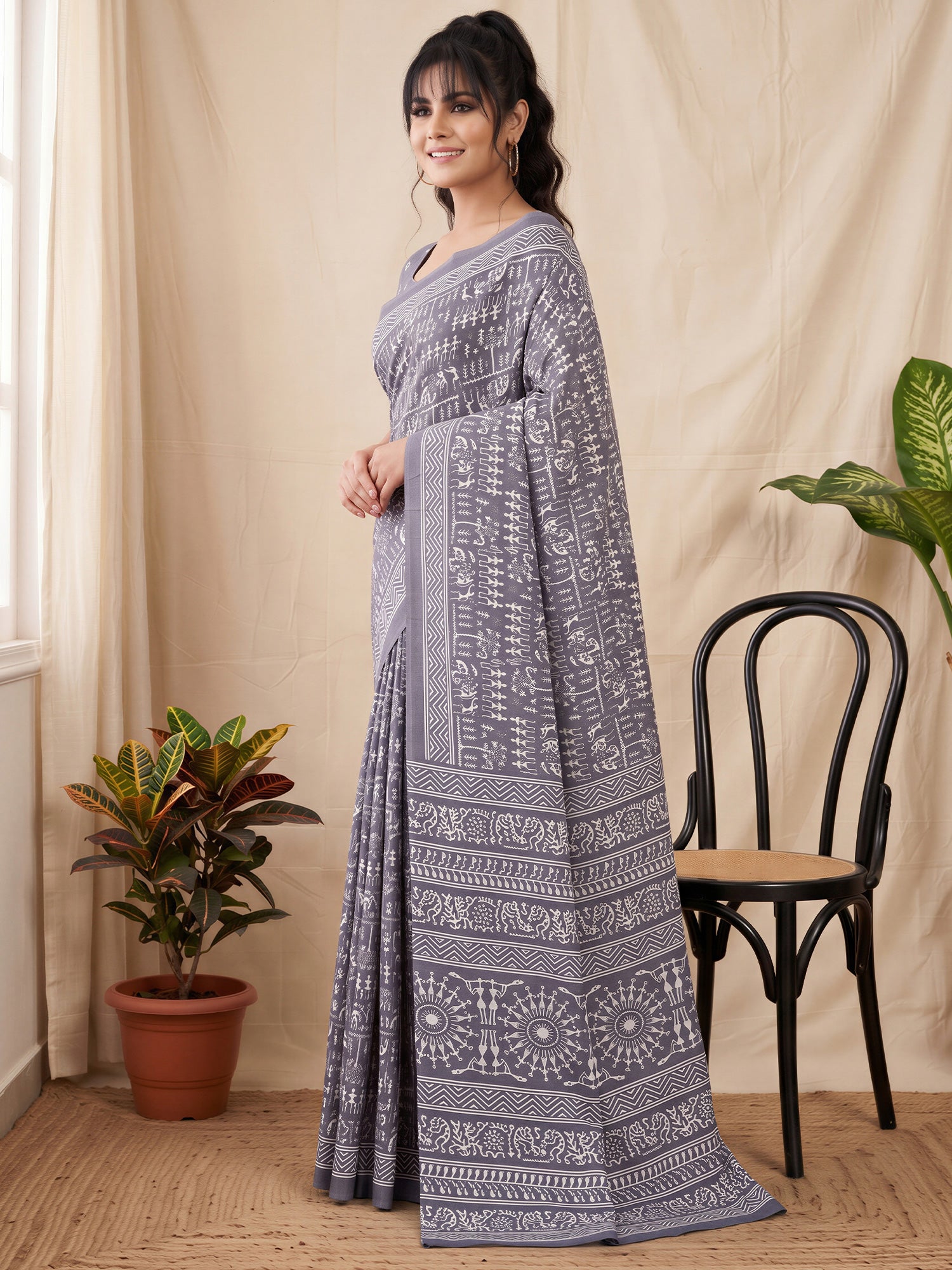 Grey Dola Silk saree – detail view 2