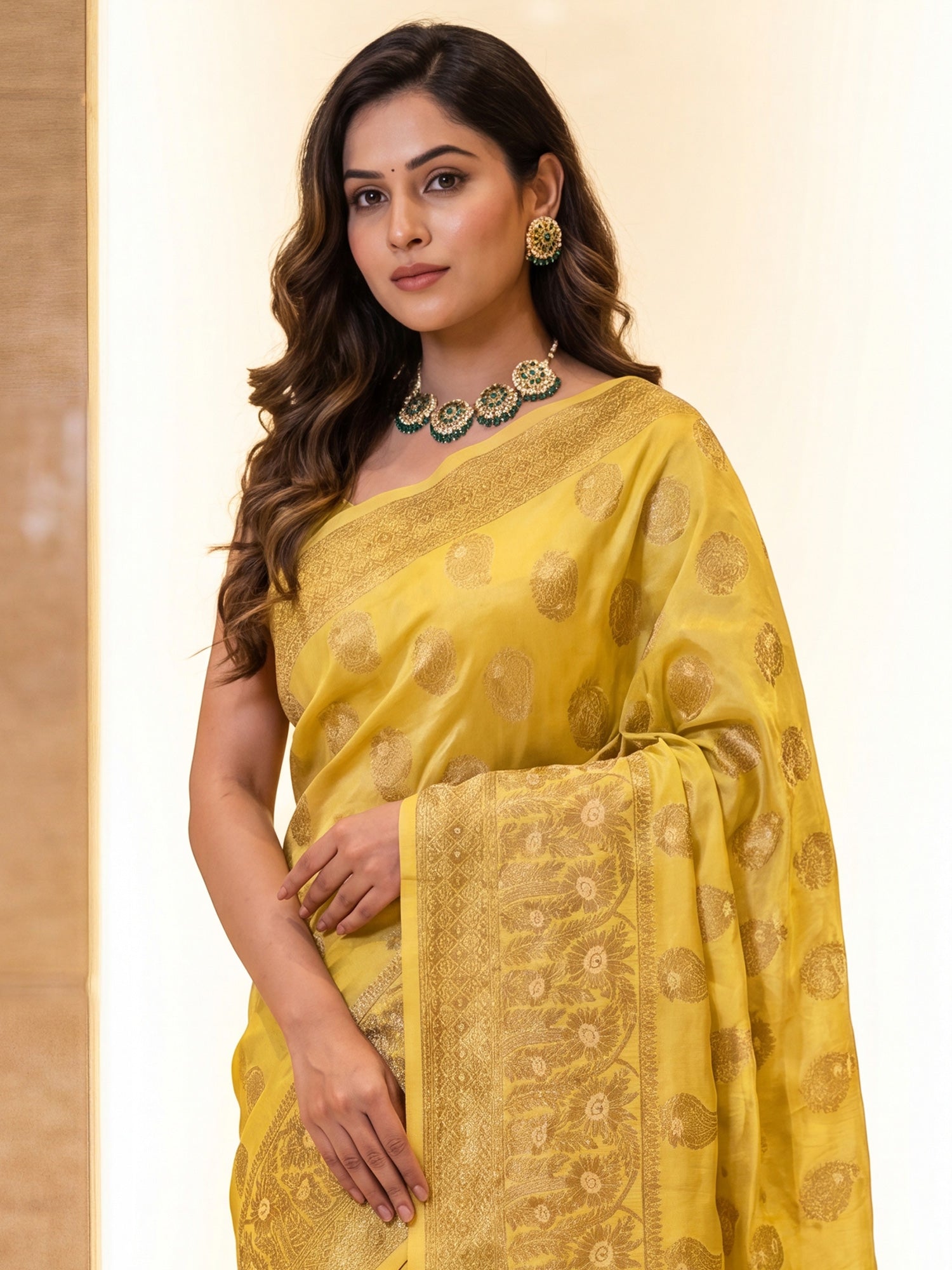 Yellow Silk Blend saree – detail view 3