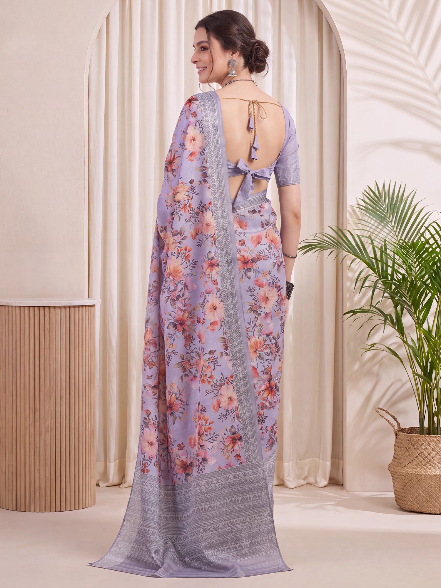 Lavender Silk Blend saree – detail view 1