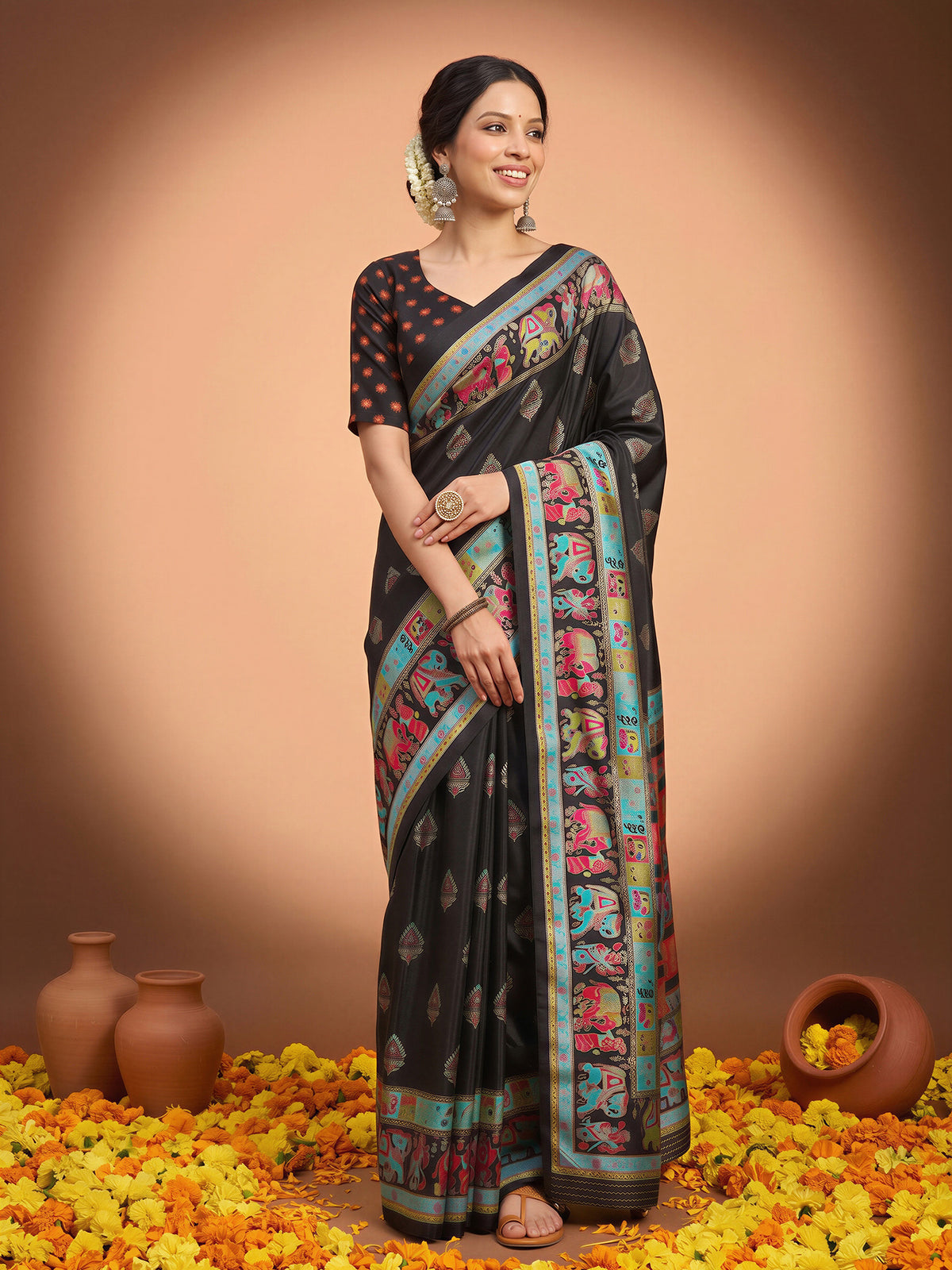 Black Silk Blend saree – detail view 3