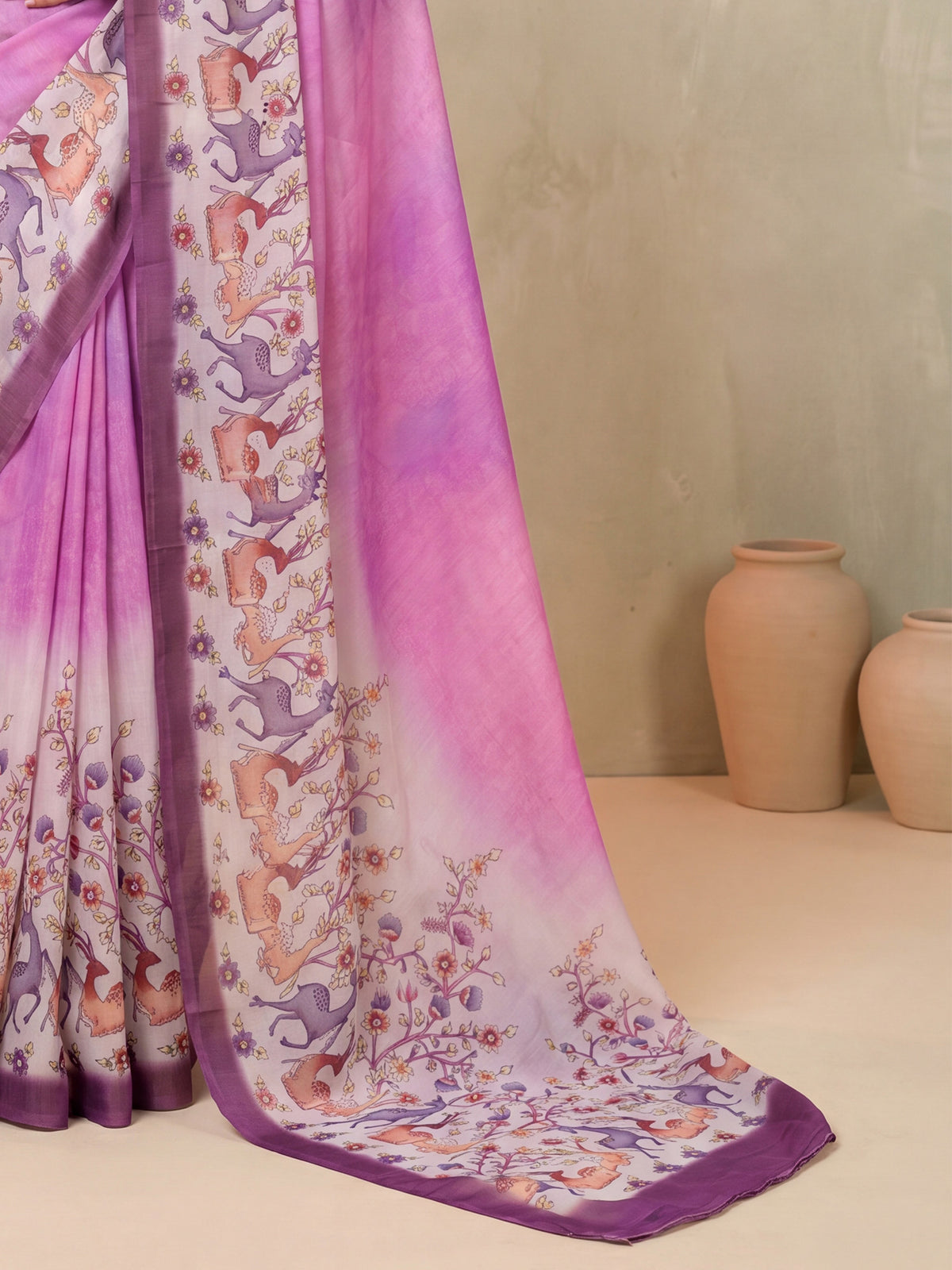 Purple Satin saree – detail view 5