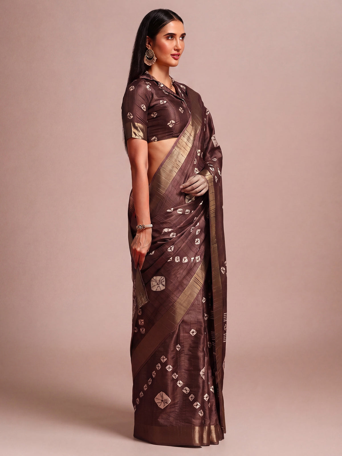 Dark Brown Silk Blend saree – detail view 2