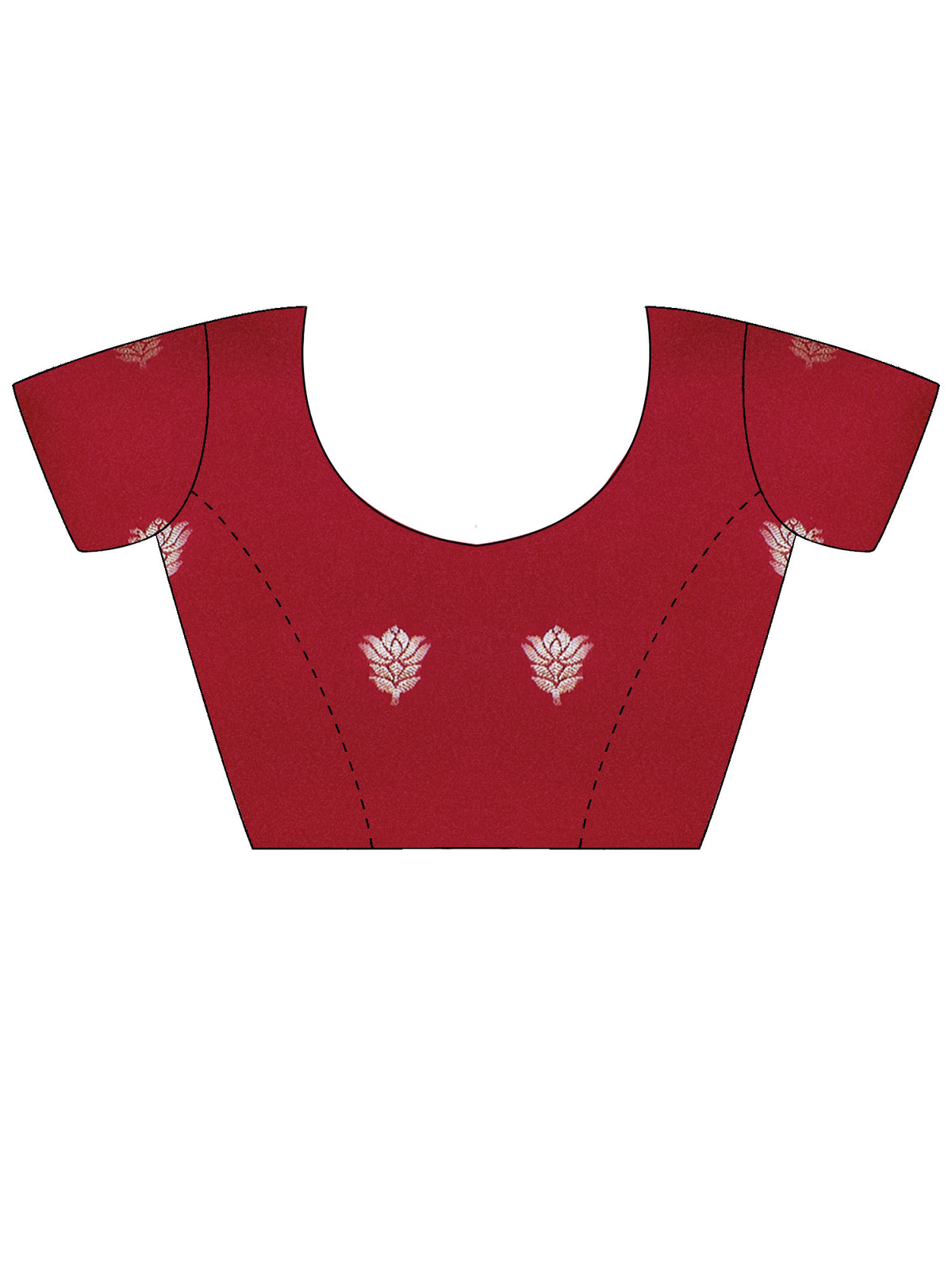 Unstitched red viscose silk blouse piece with floral design