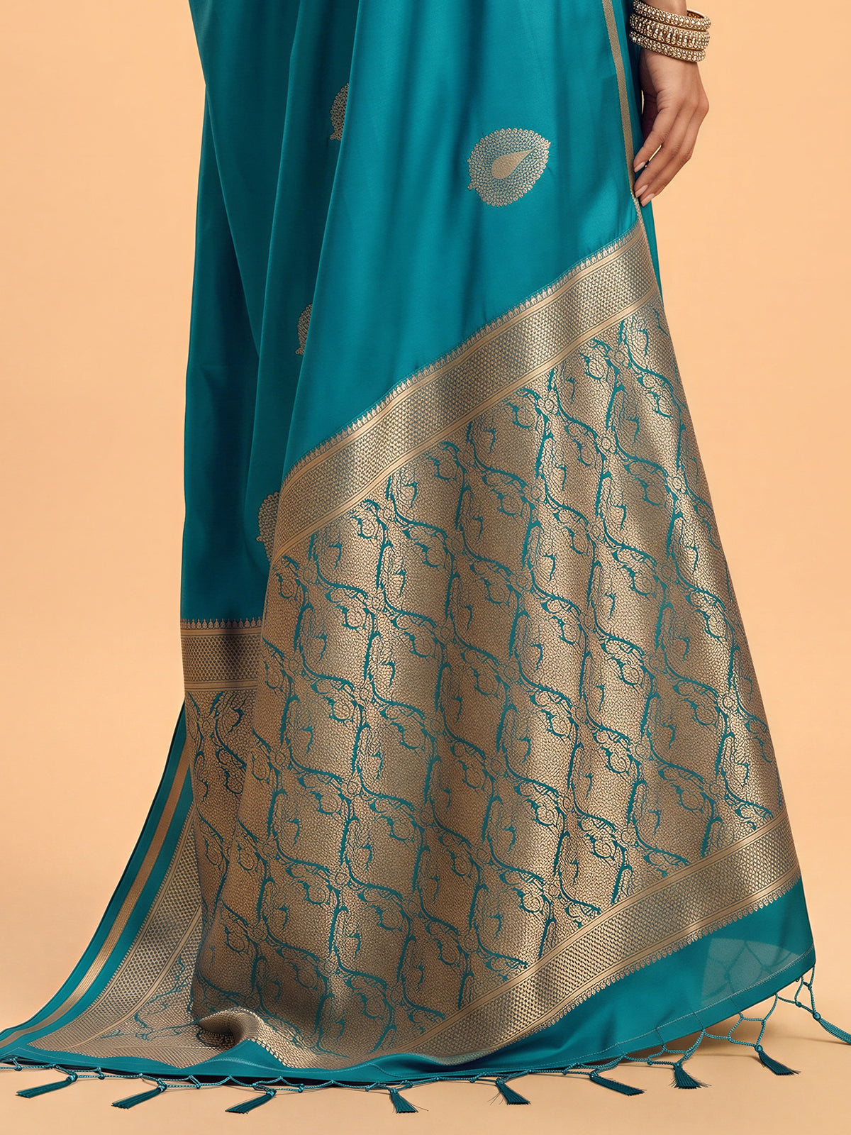 Light Blue Satin Silk saree – detail view 5