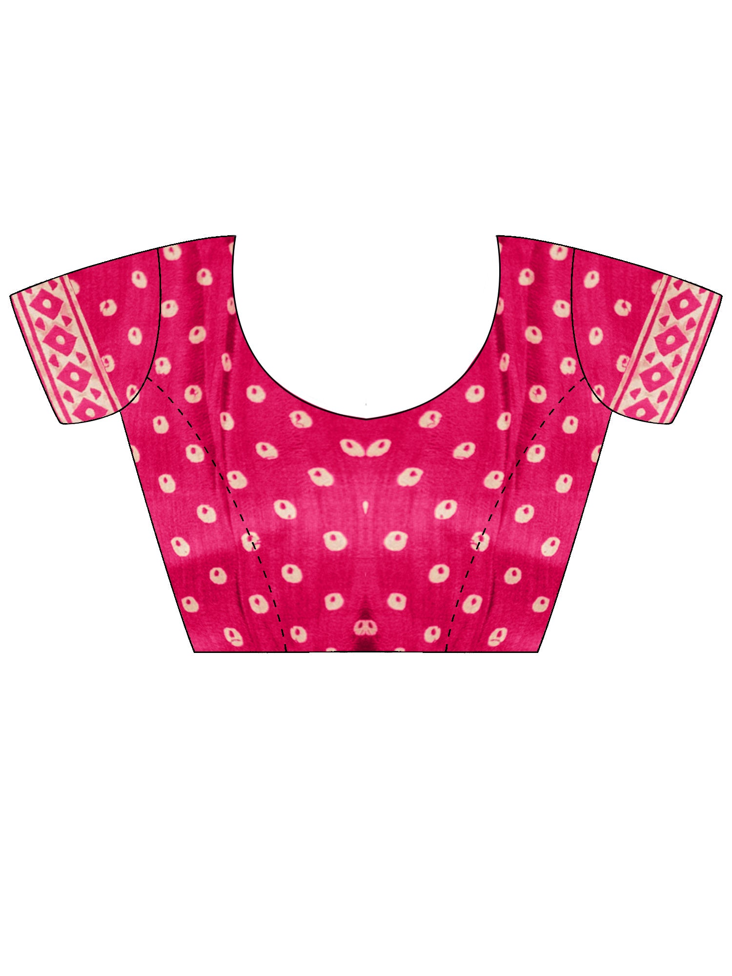Unstitched pink cotton blend blouse piece with batik design