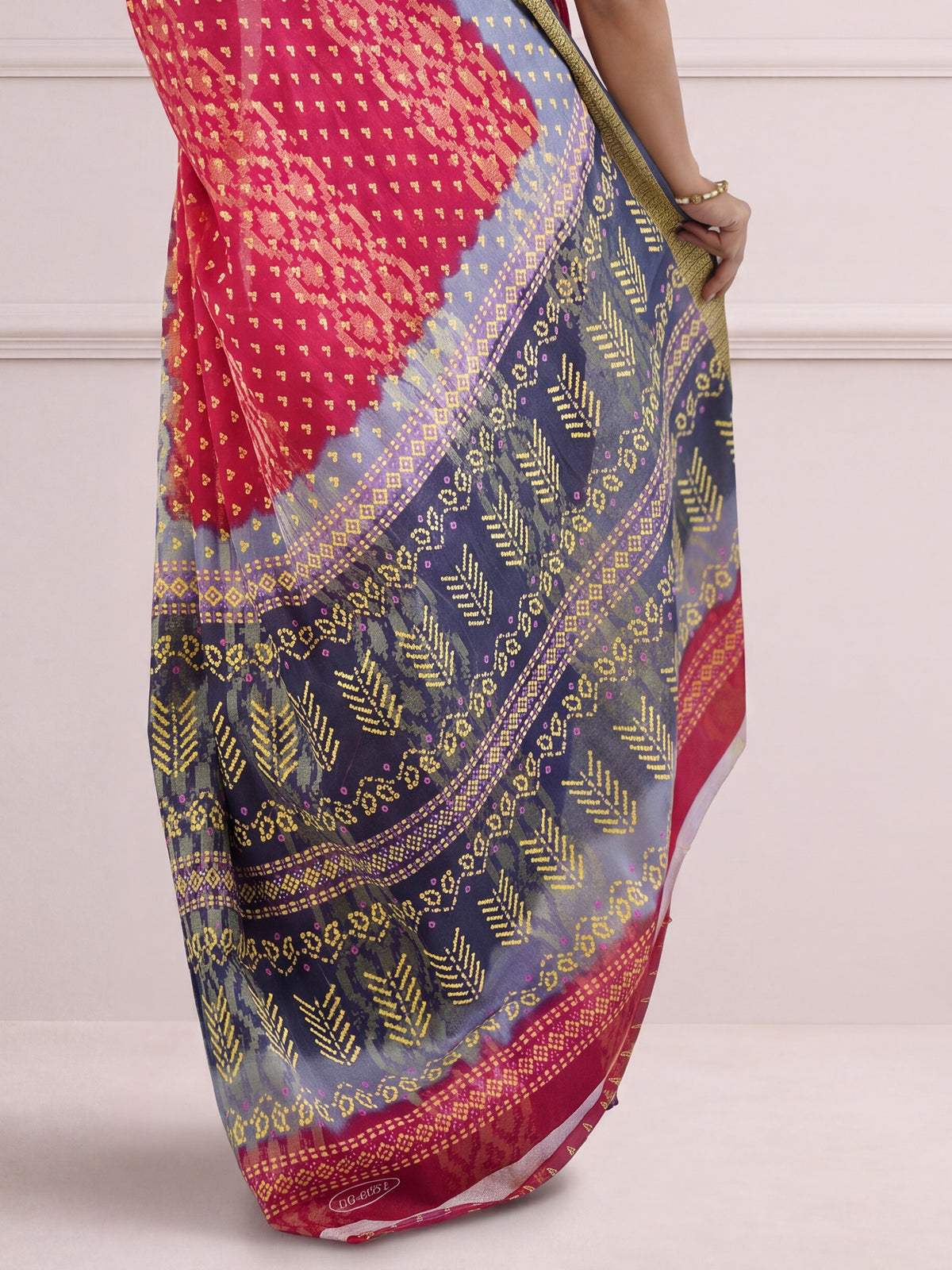 Pink Cotton saree – detail view 5
