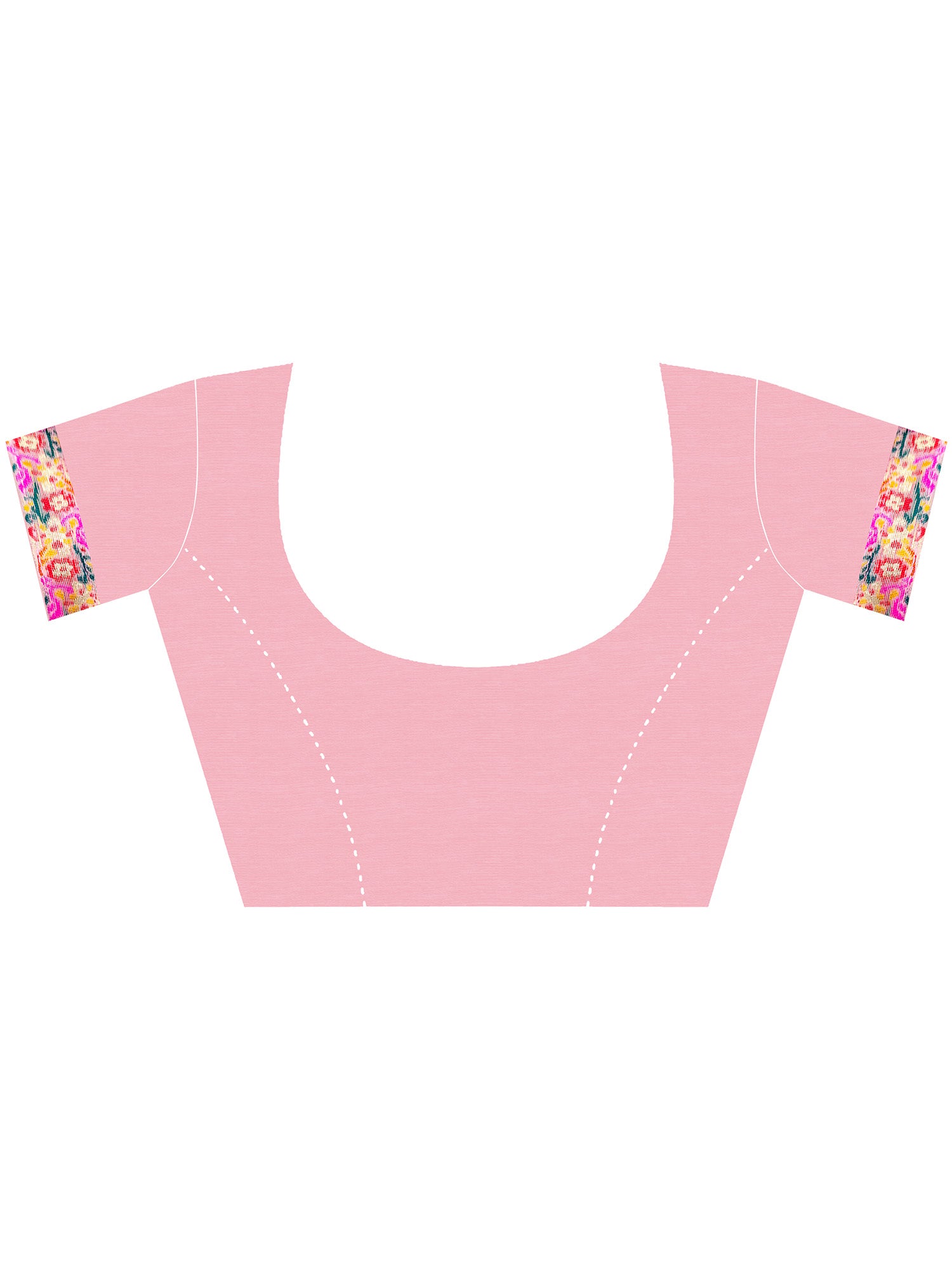 Unstitched pink cotton silk blouse piece with woven design design