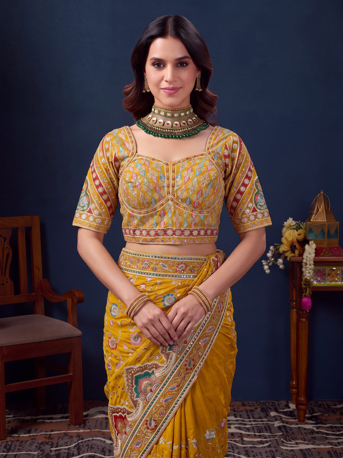 Yellow Silk Blend saree – detail view 3