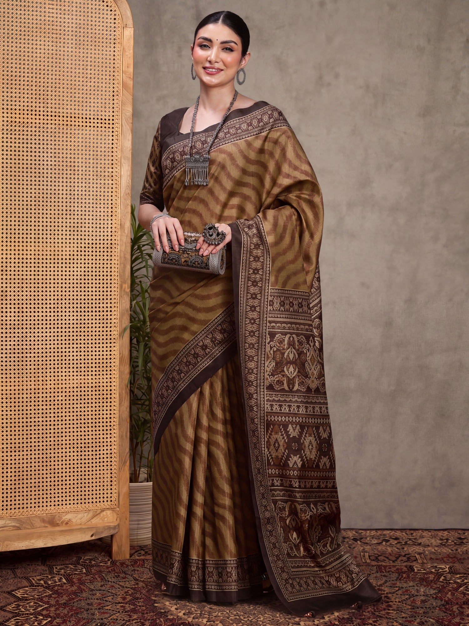 Light Brown Silk Blend saree – detail view 1