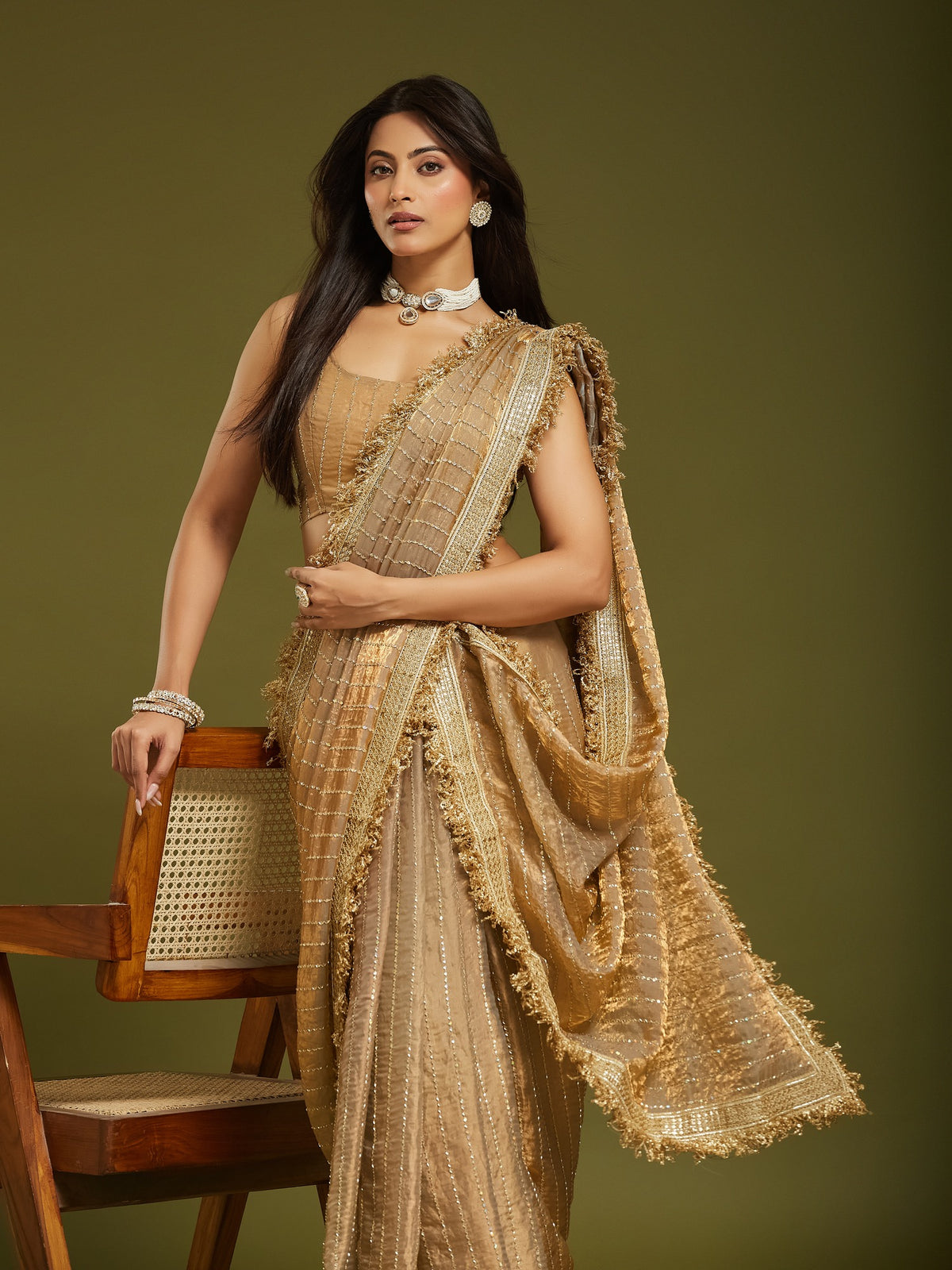 Metallic Satin saree – detail view 3