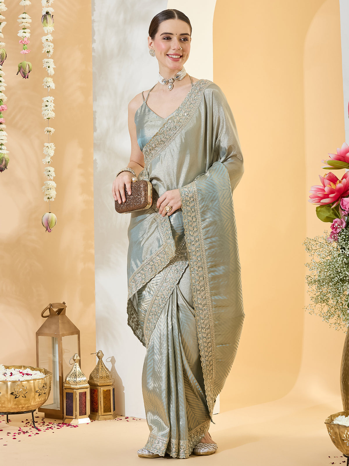 Light Blue Silk Blend saree – detail view 3