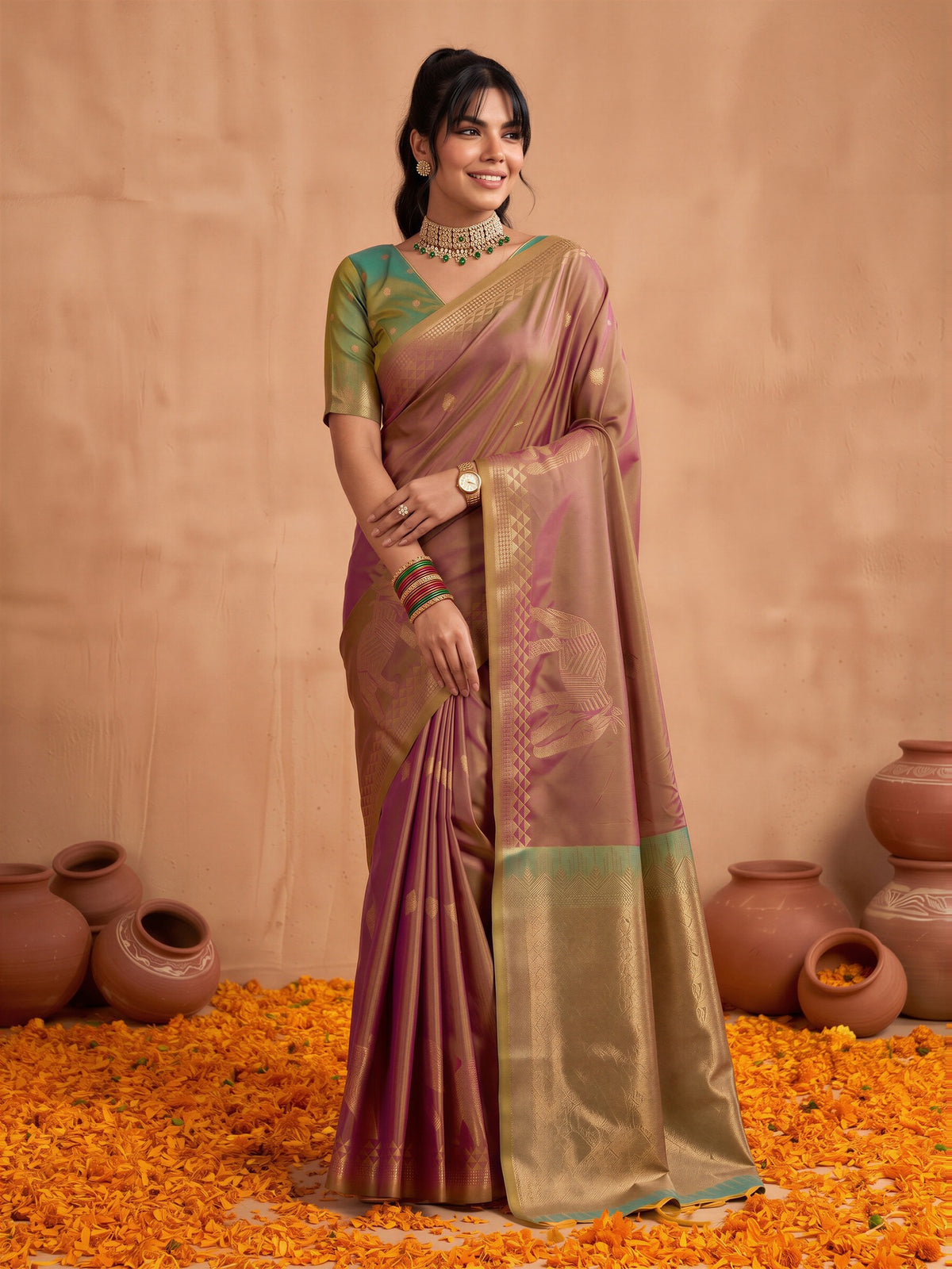 Brown Silk saree – detail view 2