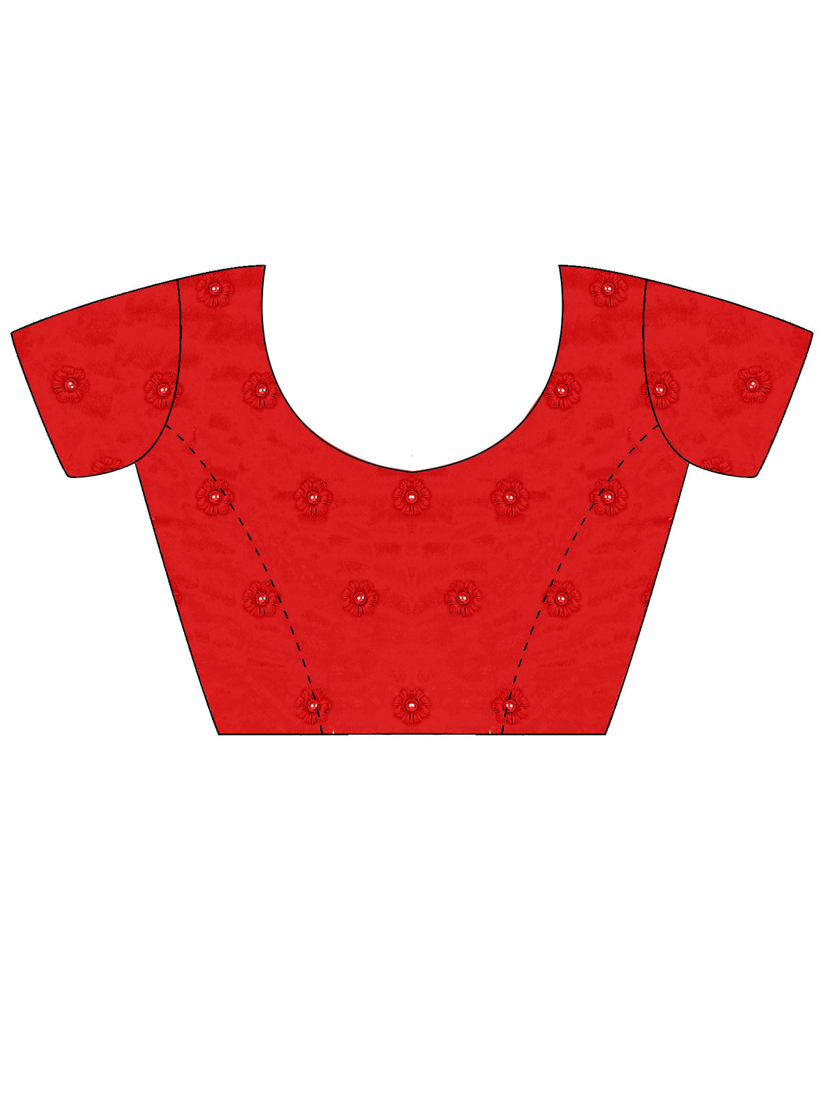 Unstitched red georgette blouse piece with embroidered design