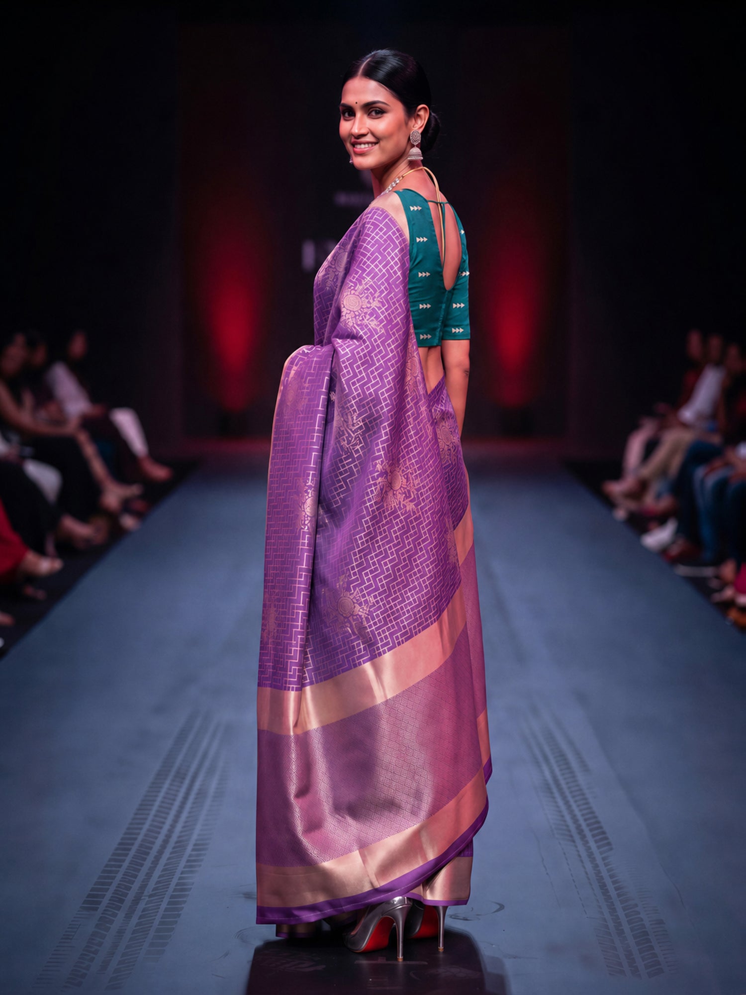 Purple Silk Blend saree – detail view 1