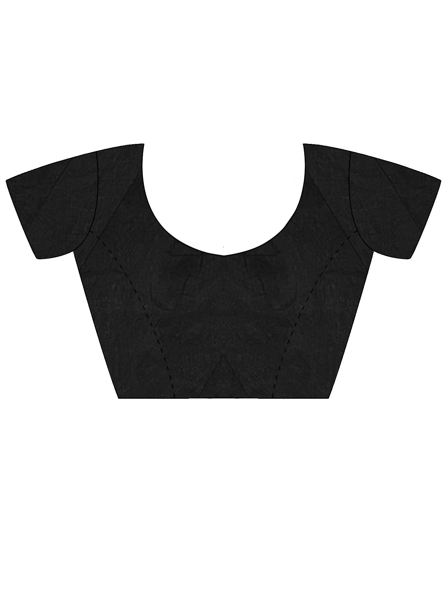 Unstitched black satin silk blouse piece with solid design