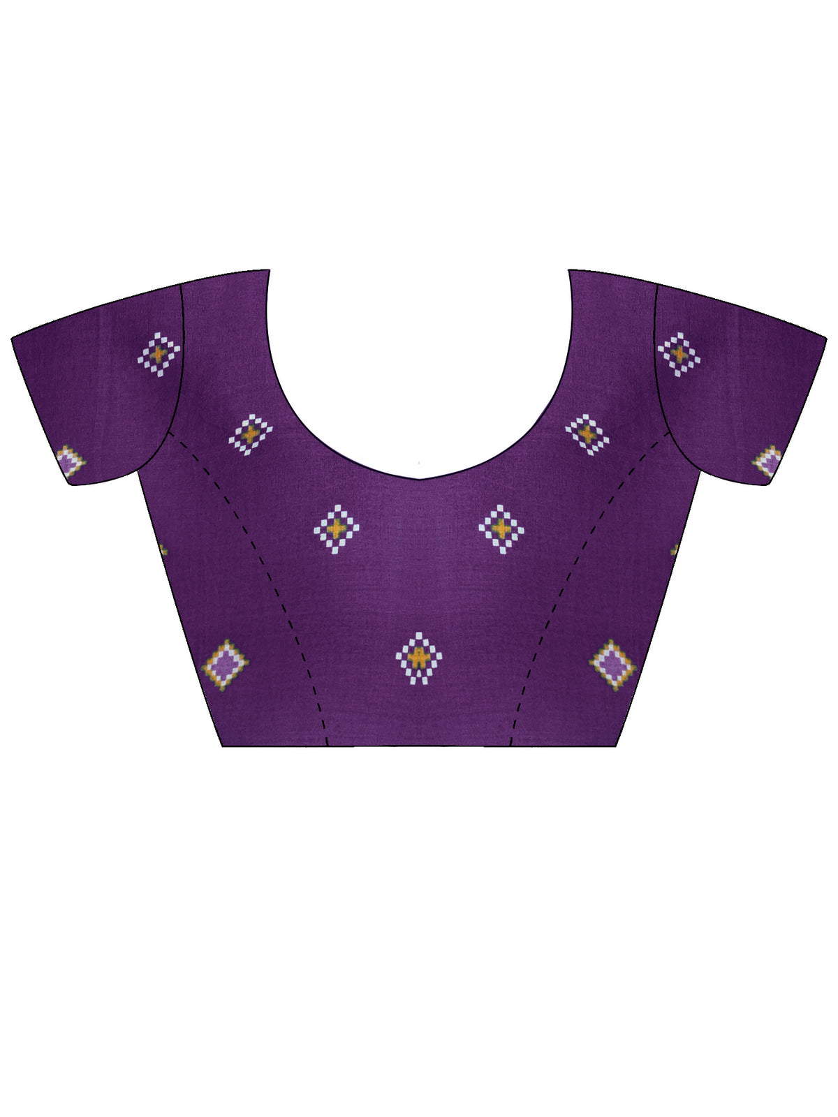 Unstitched purple cotton blouse piece with ethnic motif design