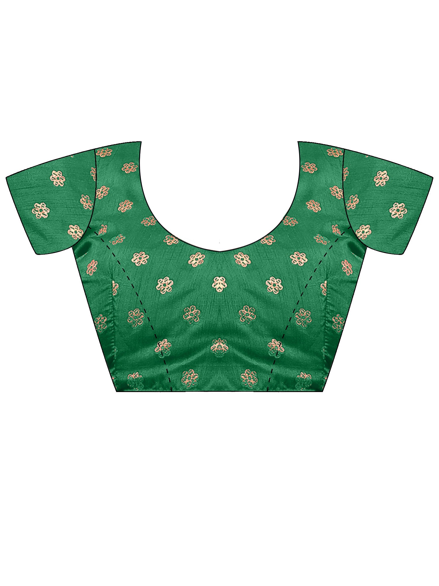 Unstitched green cotton blend blouse piece with ethnic motif design