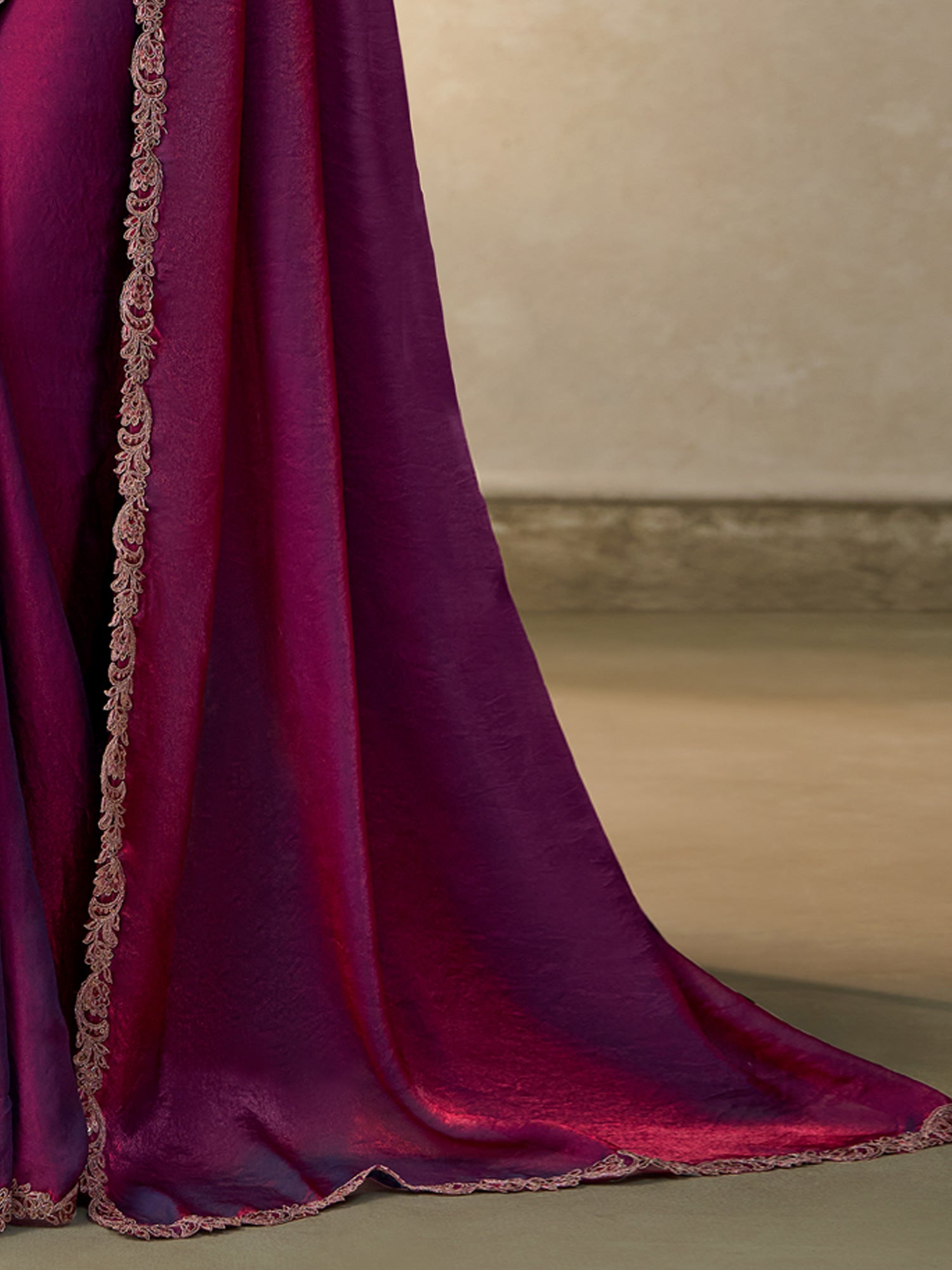 Purple Satin Silk saree – detail view 4