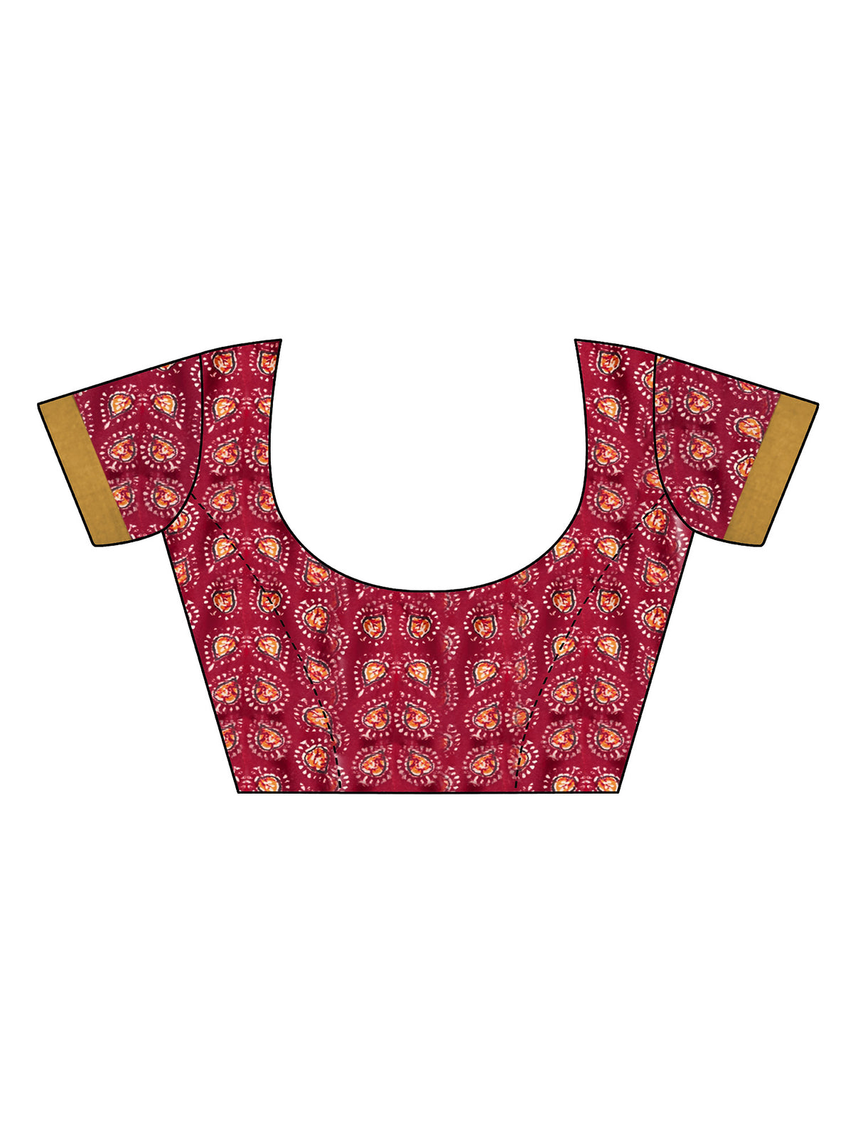 Unstitched pink cotton blend blouse piece with ajrak design