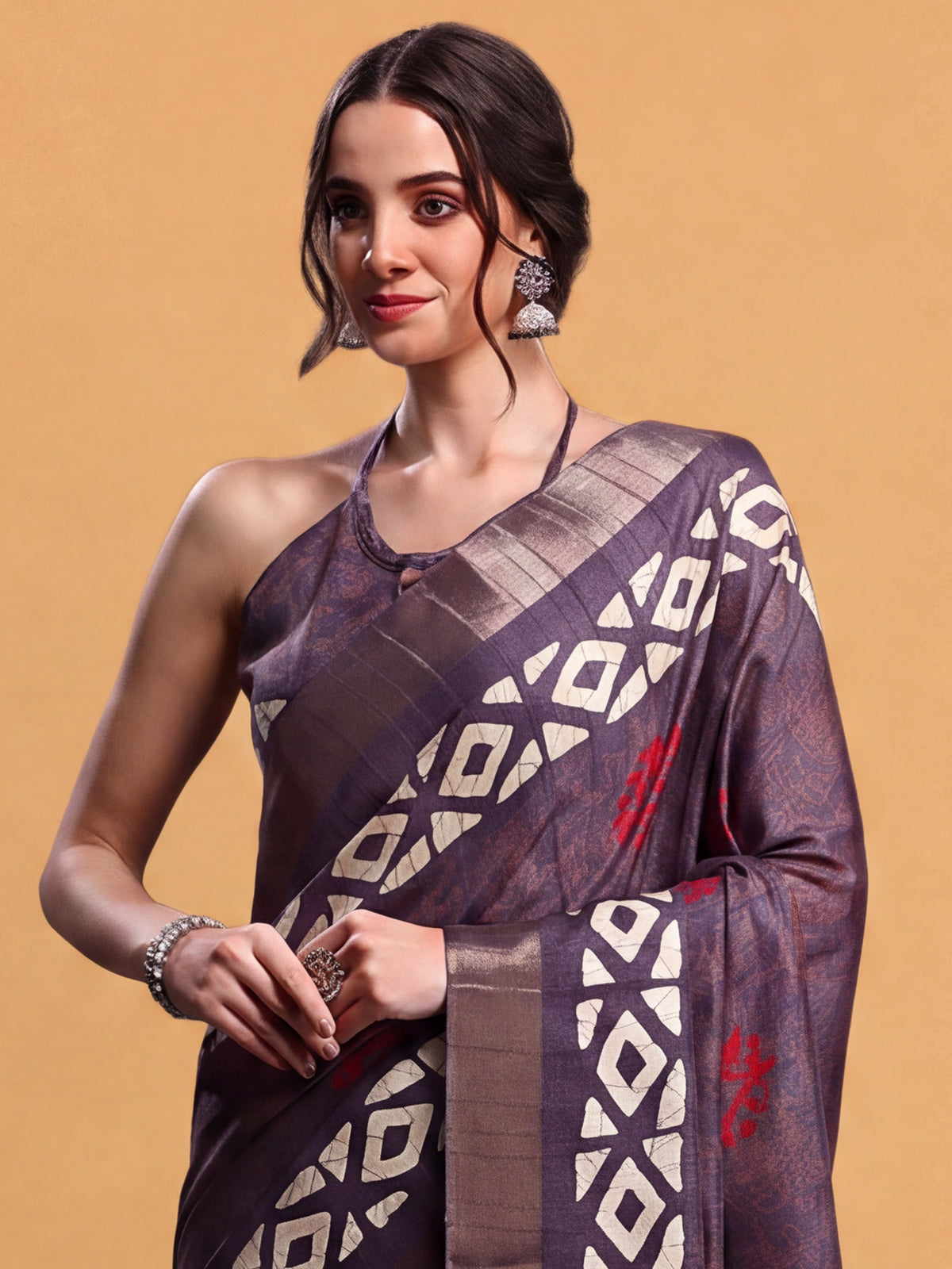Violet Silk Blend saree – detail view 3