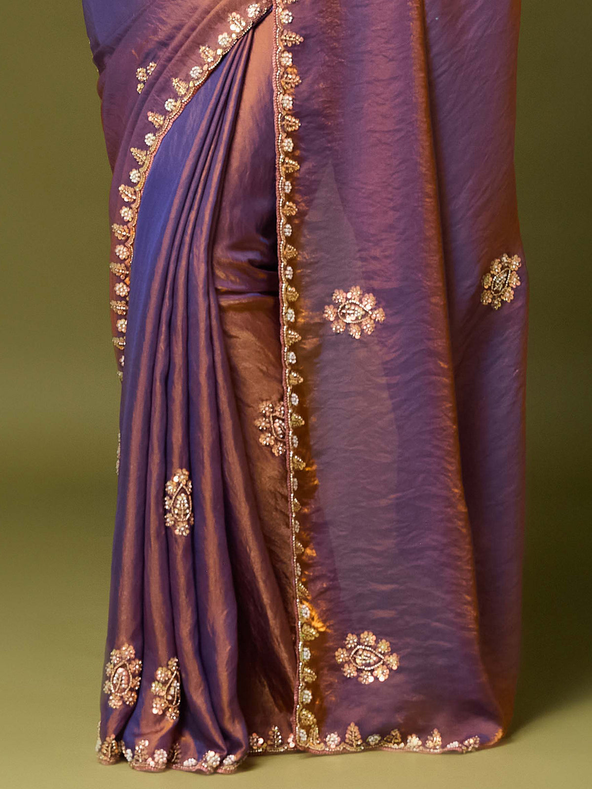 Bronze Satin Silk saree – detail view 5