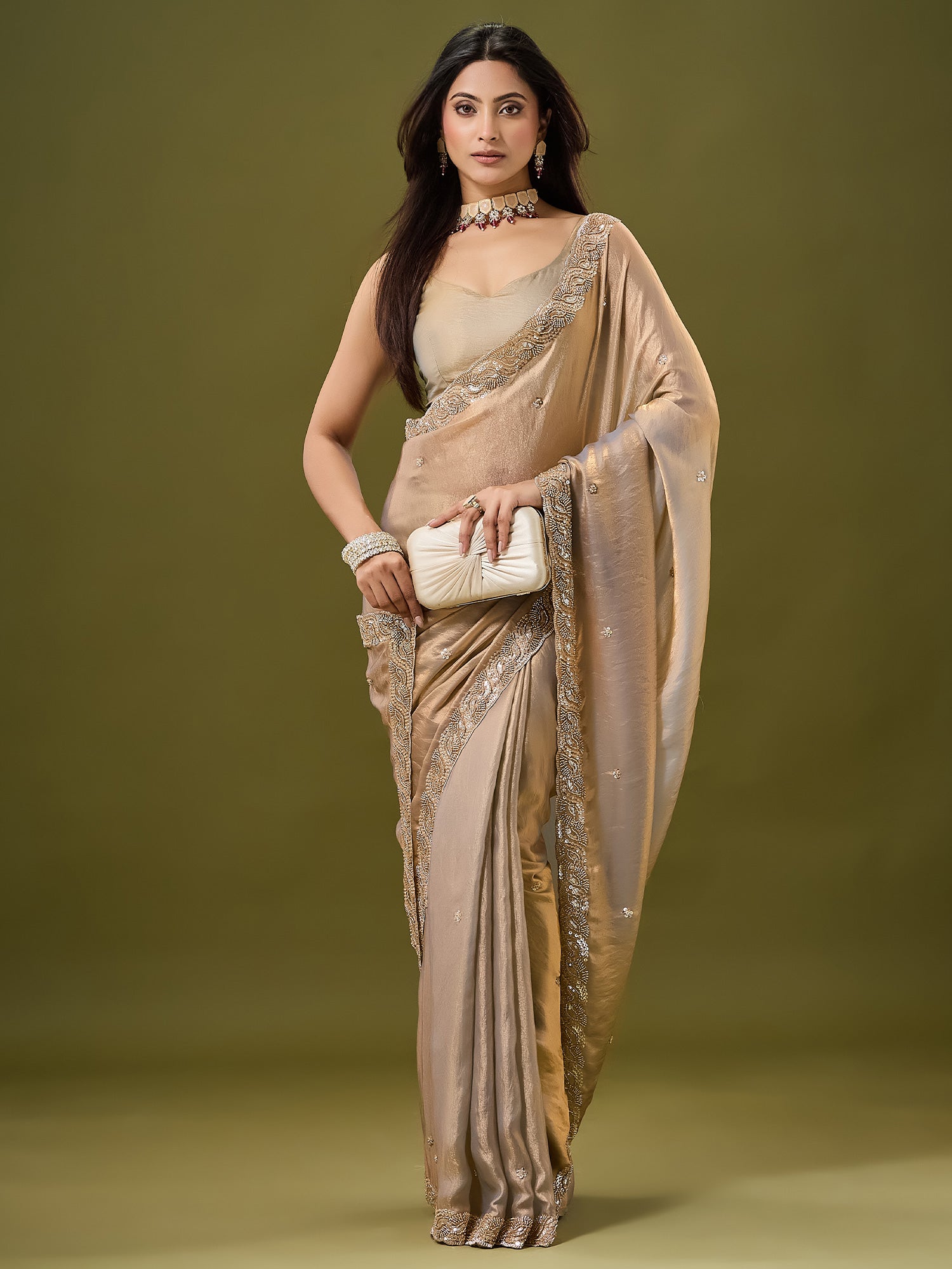 Metallic Satin saree – detail view 2